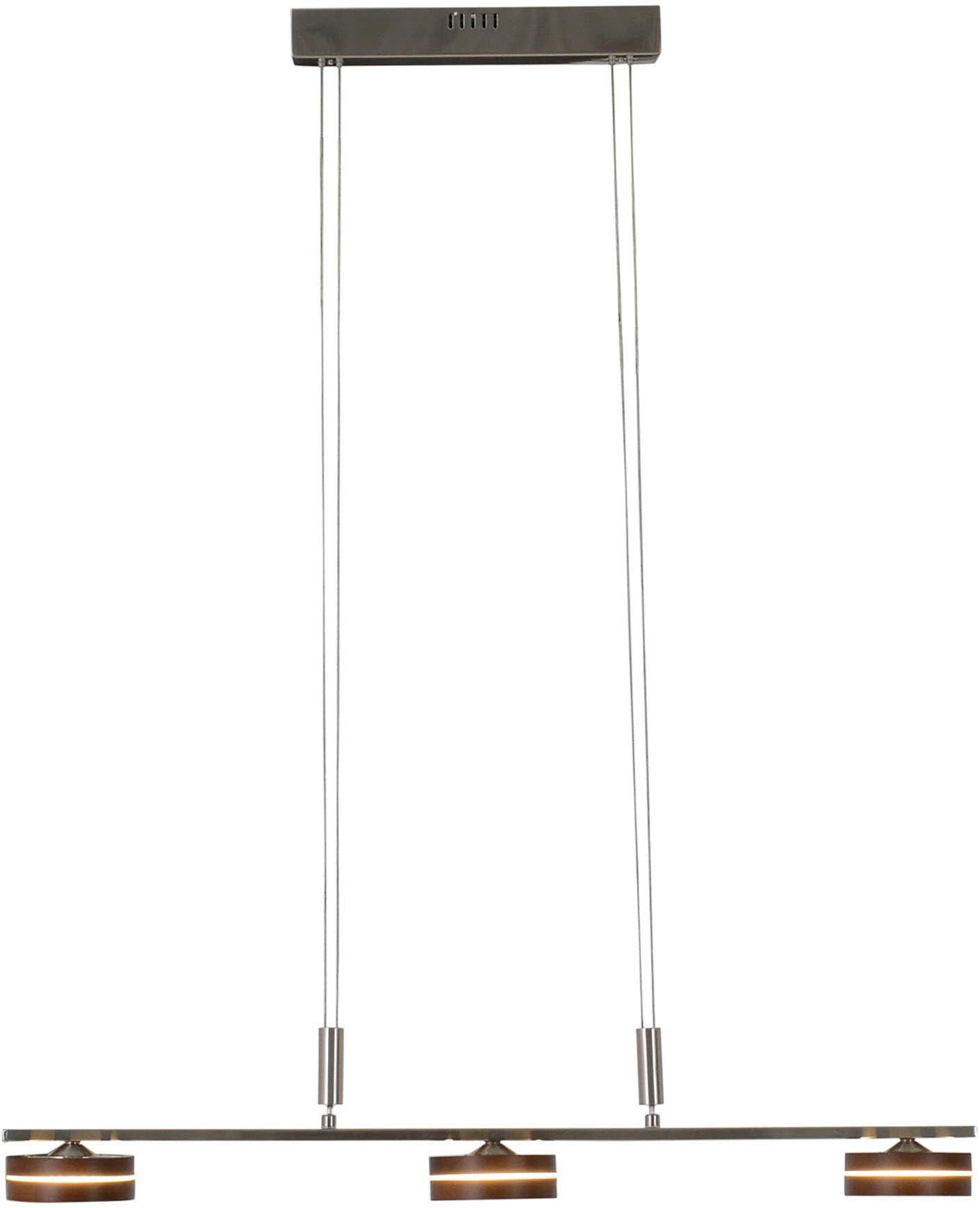 näve LED Pendelleuchte »"Triberg"«, 3 flammig, 3 flg., Schirme Holz (Eiche), Wanddimmer, Höhe verstellbar 80-150cm