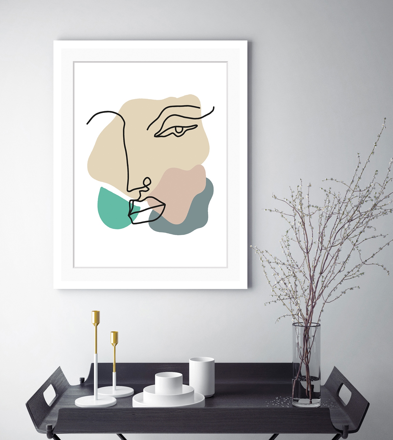 queence Bild "Nena" Abstrakt Figuren Gemälde Gesicht Kunst gerahmt, Gesicht, Abstrakt