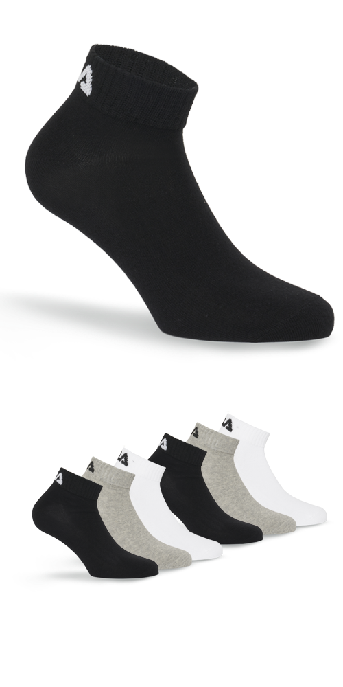 Fila 1100000002199 "UNISEX INVISIBLE PLAIN SOCKS" 6 Paar, 6 Stk. tlg. Baumwollmischung, Rippenbündchen, flache Zehennaht