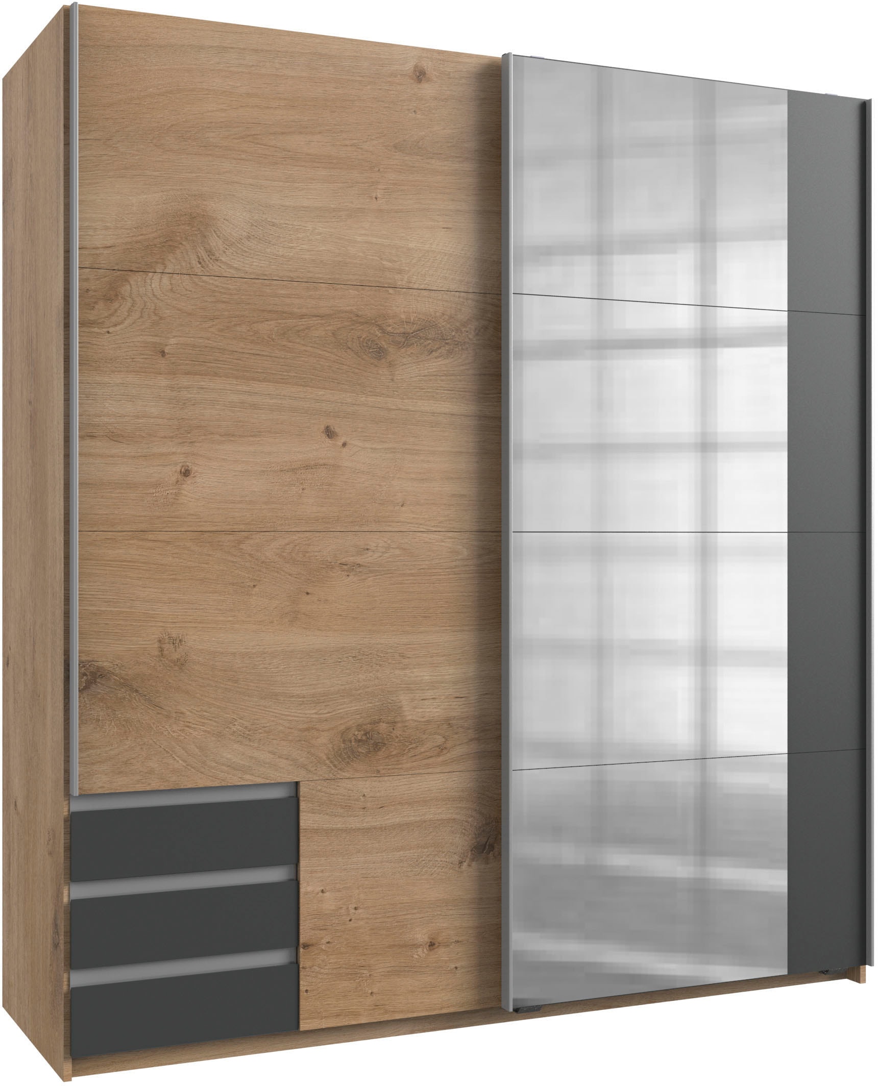 Wimex Schwebetürenschrank "Emden moderner Kleiderschrank mit Spiegel und Schubladen" Schlafzimmer Schrank Garderobenschrank mit Schwebetüren Topseller