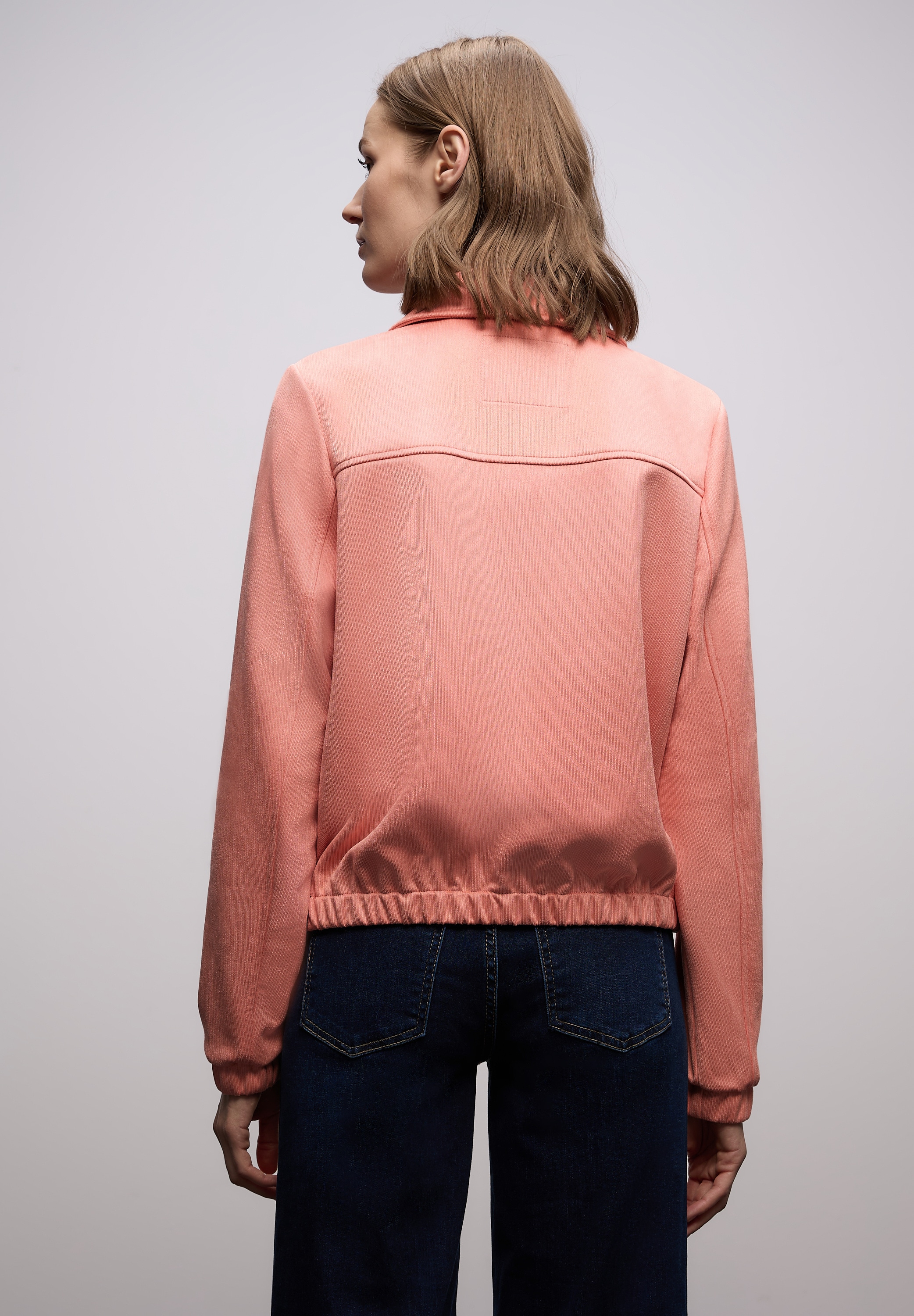 STREET ONE Lederimitatjacke ohne Kapuze in Velours-Optik