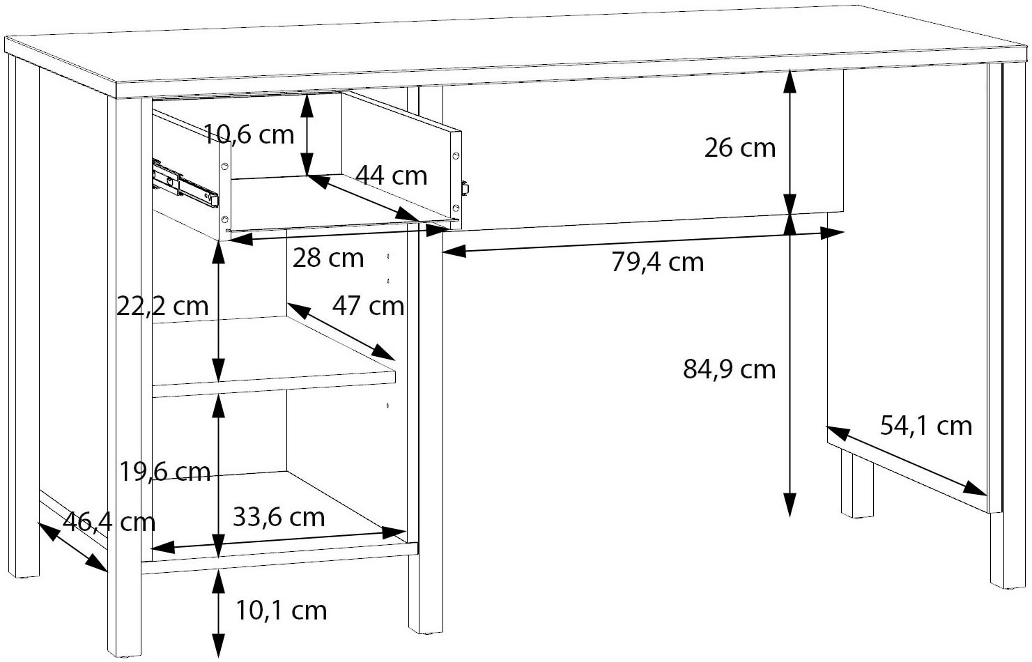 FORTE Schreibtisch »Jytana« B/H/T 125/72,3/56,5 cm, Lamellenfront