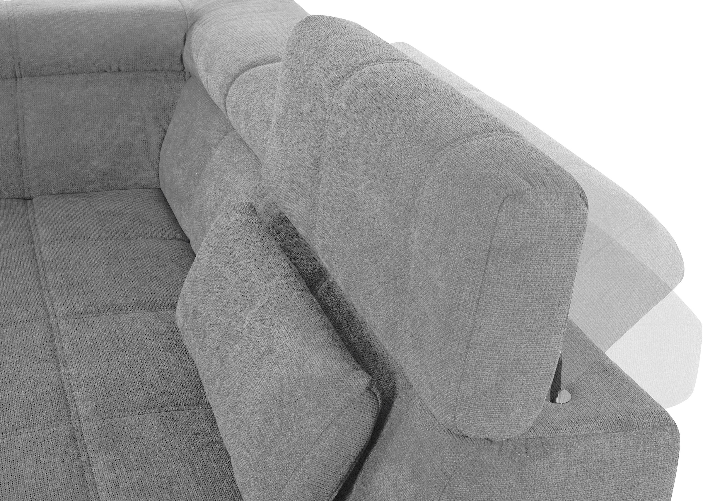 DOMO collection Ecksofa »Brandon L-Form, auch in Leder«, inklusive Kopfteilverstellung, wahlweise mit Sitztiefenverstellung
