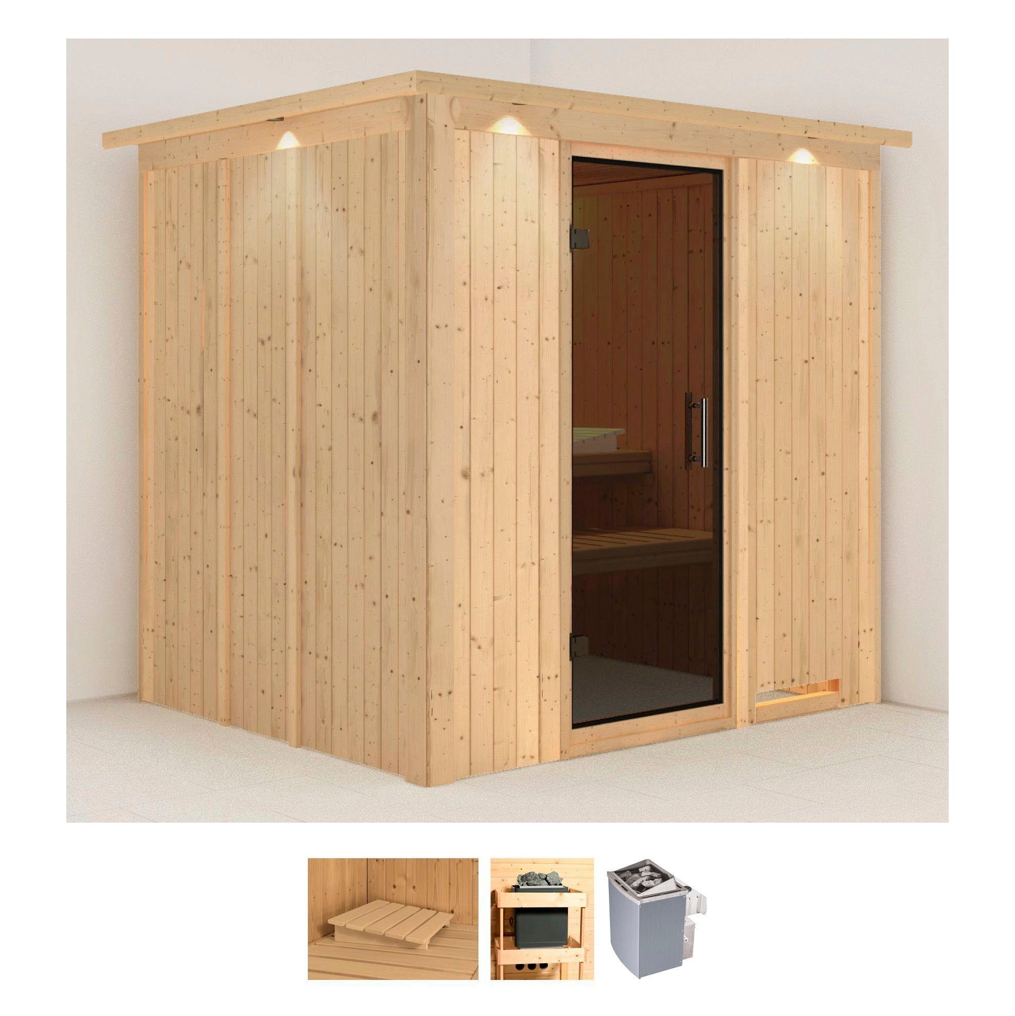 KARIBU Sauna "Solida", Saunaofen, integrierte Steuerung, 9 kW, beige, Saunen, Ofen 9 kW integr. Strg