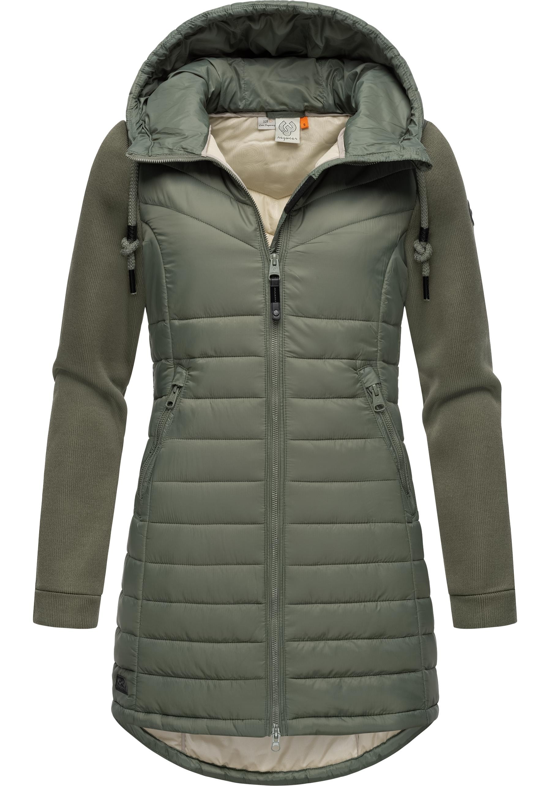 Ragwear Langjacke »Sandrra Long«, mit Kapuze, Steppjacke aus modernem Materialmix mit Kapuze