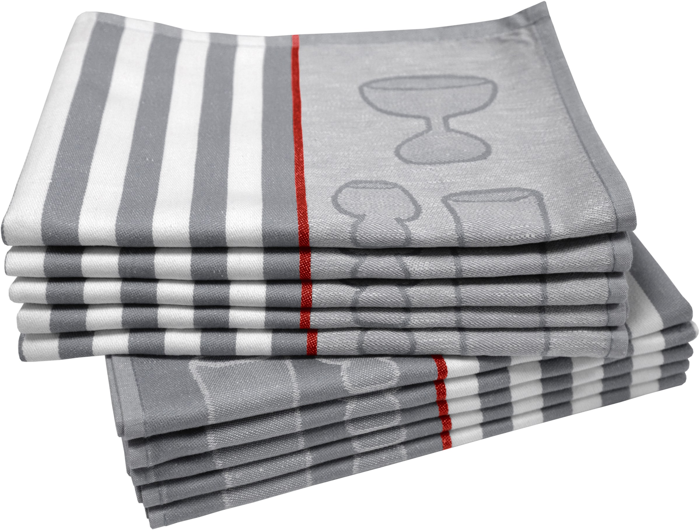 Dyckhoff Geschirrtuch "Gläser / Halbleinen" mit Gläser & Streifen Motiv, Ma günstig online kaufen