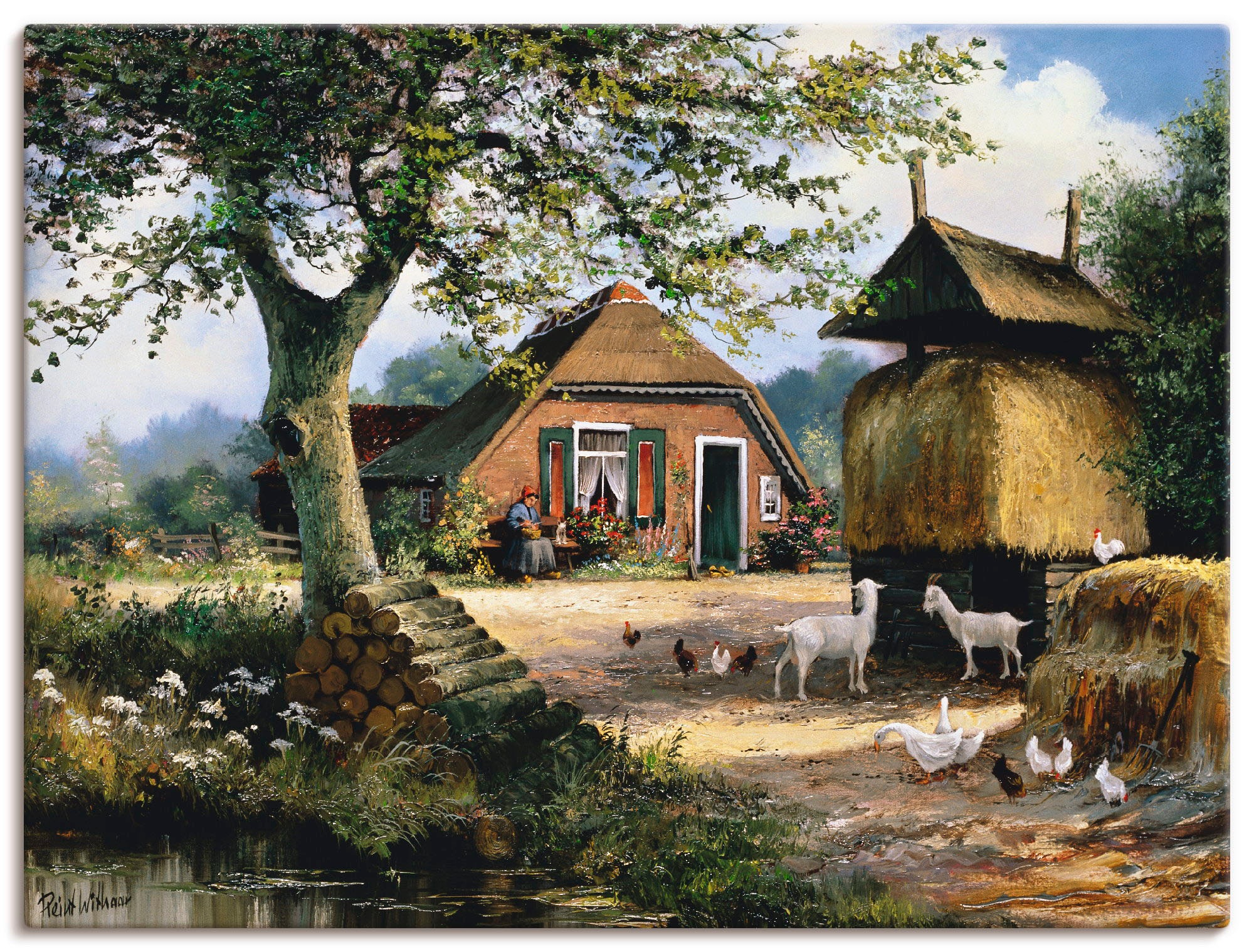 Artland Wandbild »Idyllische Farm mit BAUR Poster Ziegen«, Größen in Leinwandbild, Garten, als Wandaufkleber (1 und Hühnern oder kaufen | versch. St.)