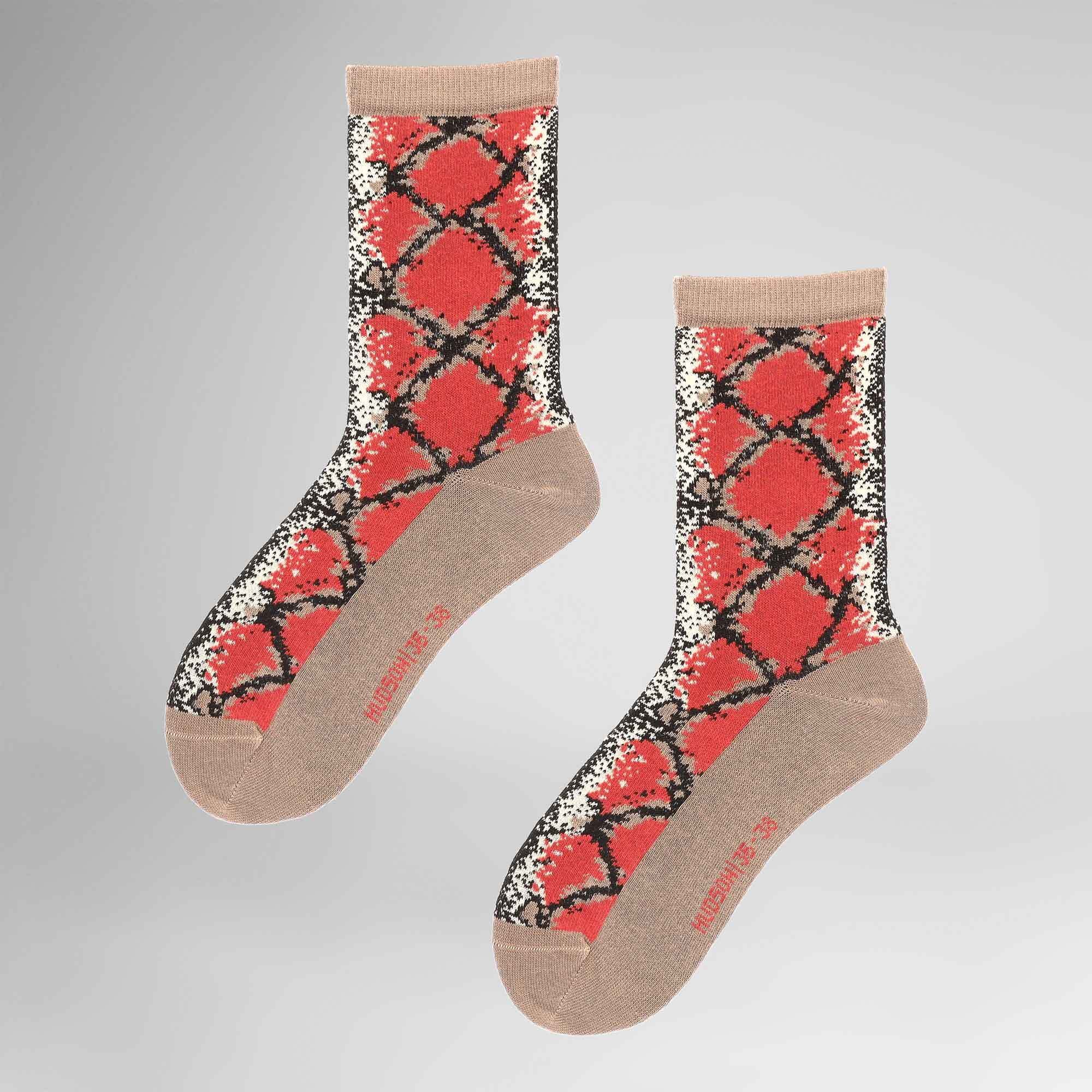 HUDSON Damen Socken "Socke Snake", Gr. 35, rot, Obermaterial: 87% Baumwolle CO. 10% Polyamid PA. 3% Elasthan EL., Socken
