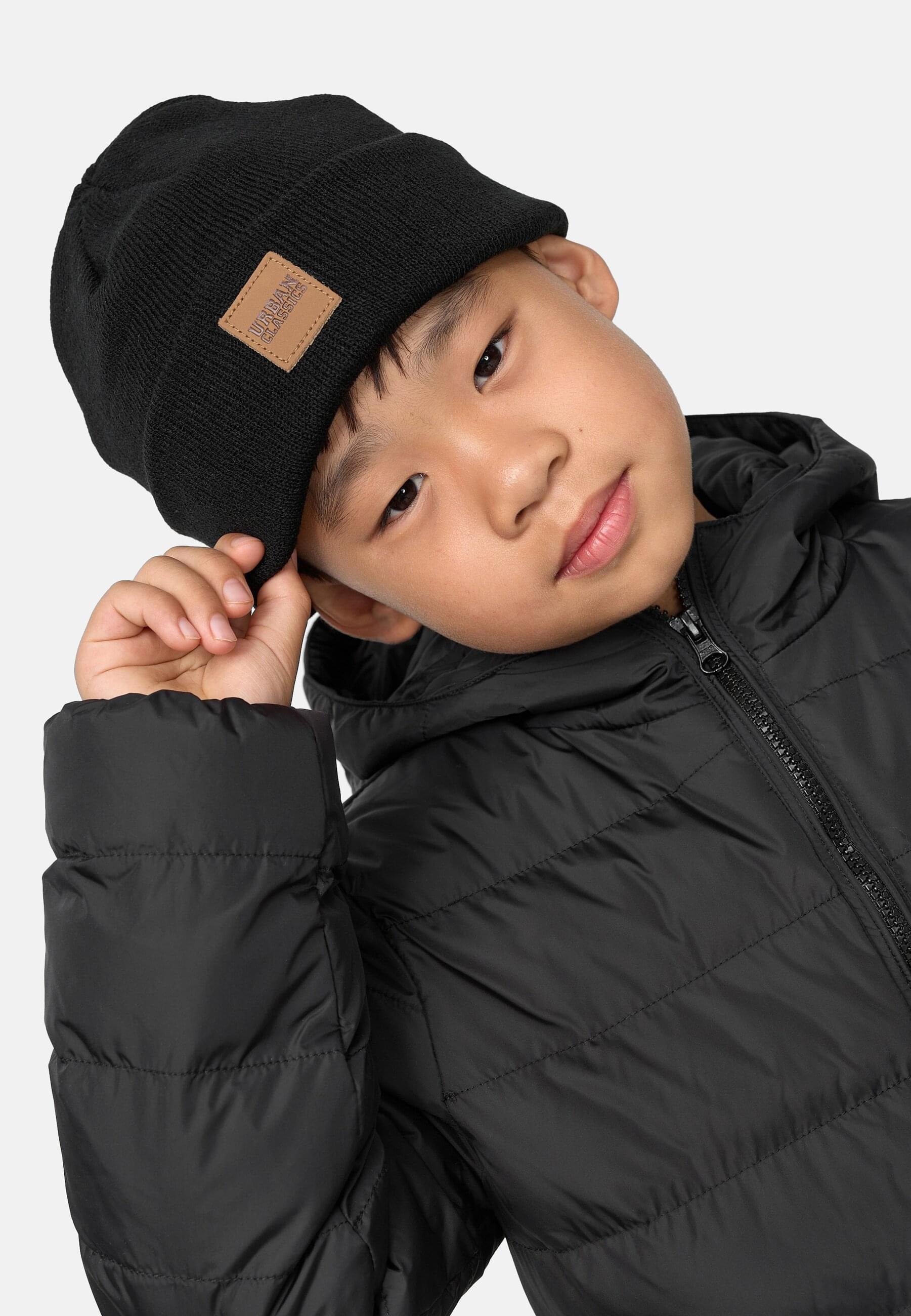 URBAN CLASSICS Beanie »Urban Classics Damen Logopatch Beanie Kids 2-Pack«, (1 St.)