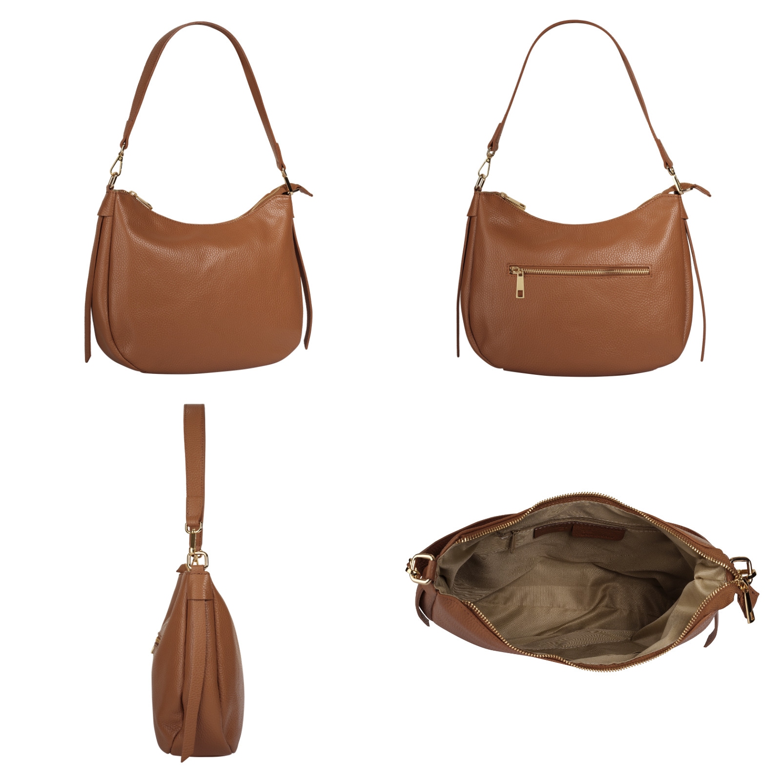 Cluty Umhängetasche, echt Leder, Made in Italy