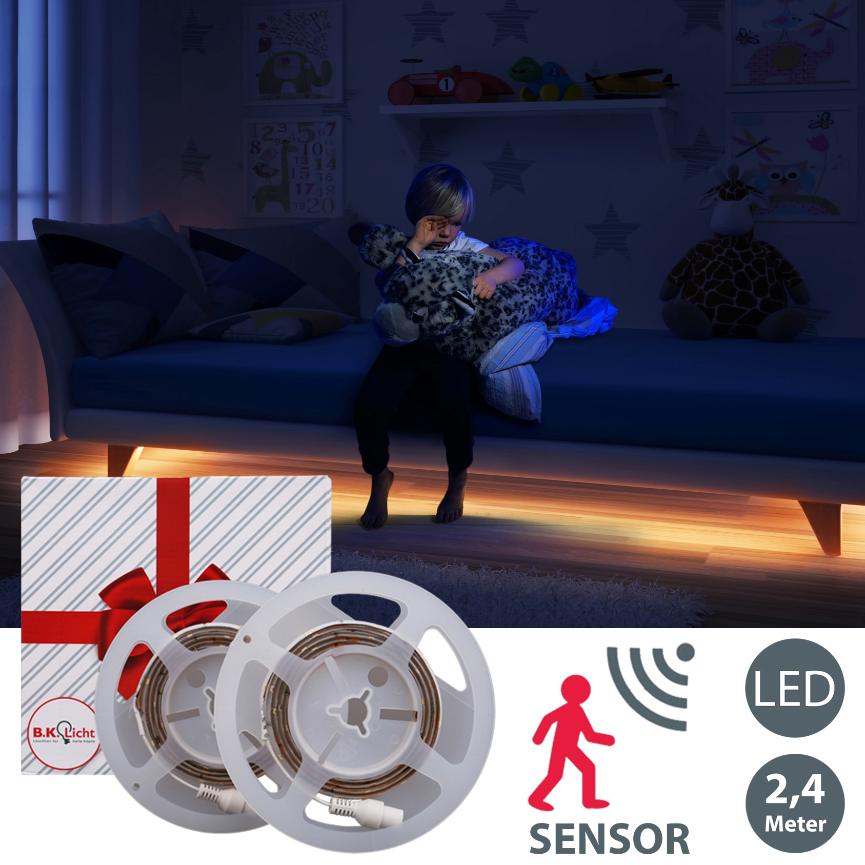 B.K.Licht LED-Streifen »Chara«, LED Band Bettlicht mit Bewegungsmelder Nachtlicht Dämmerungsensor