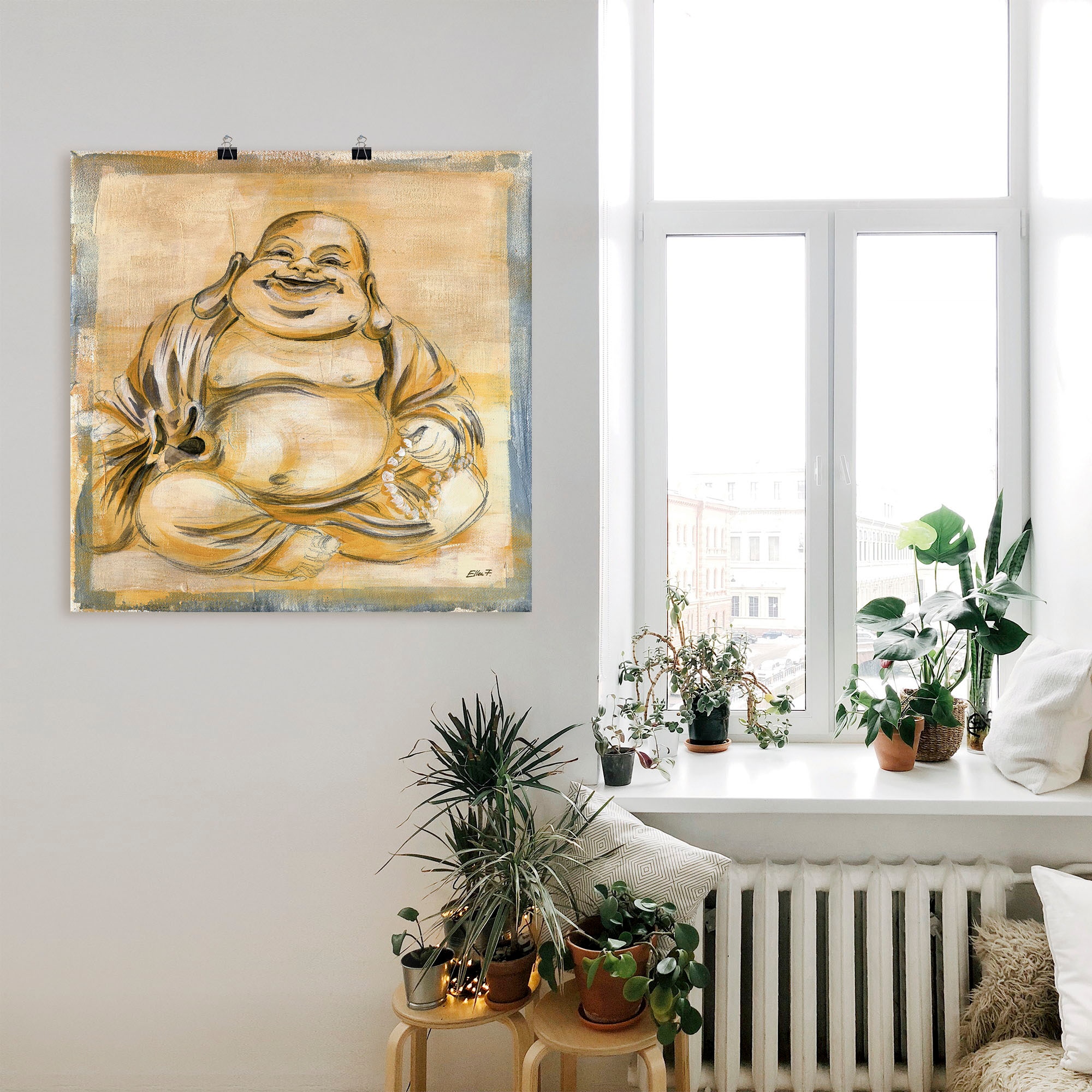 Artland Wandbild »Fröhlicher Buddha I«, Religion, (1 St.), als Leinwandbild, Poster, Wandaufkleber in verschied. Größen