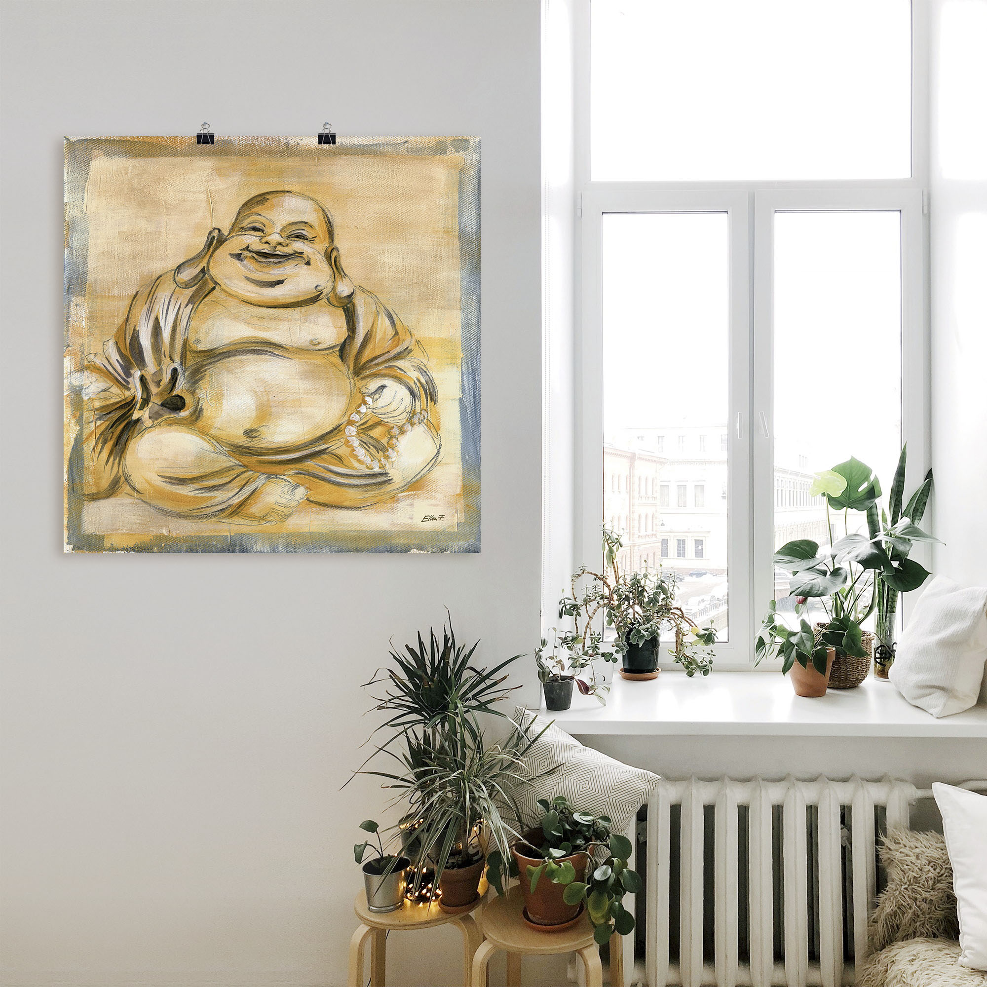 Thumbnail - Artland Wandbild "Fröhlicher Buddha I" Religion 1 Stk. tlg. als Leinwandbild, Poster, Wandaufkleber in verschied. Größen