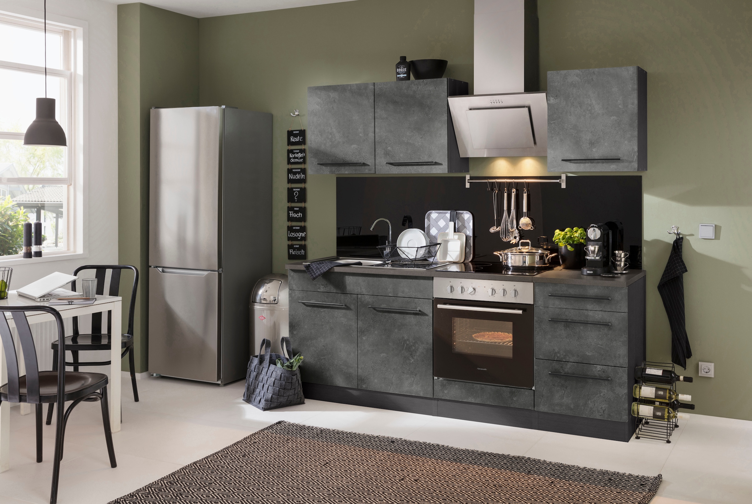 KOCHSTATION Spülenschrank »KS-Tulsa«, 100 cm breit, 2 Türen, Metallgriff, MDF Front, inkl. Einbauspüle