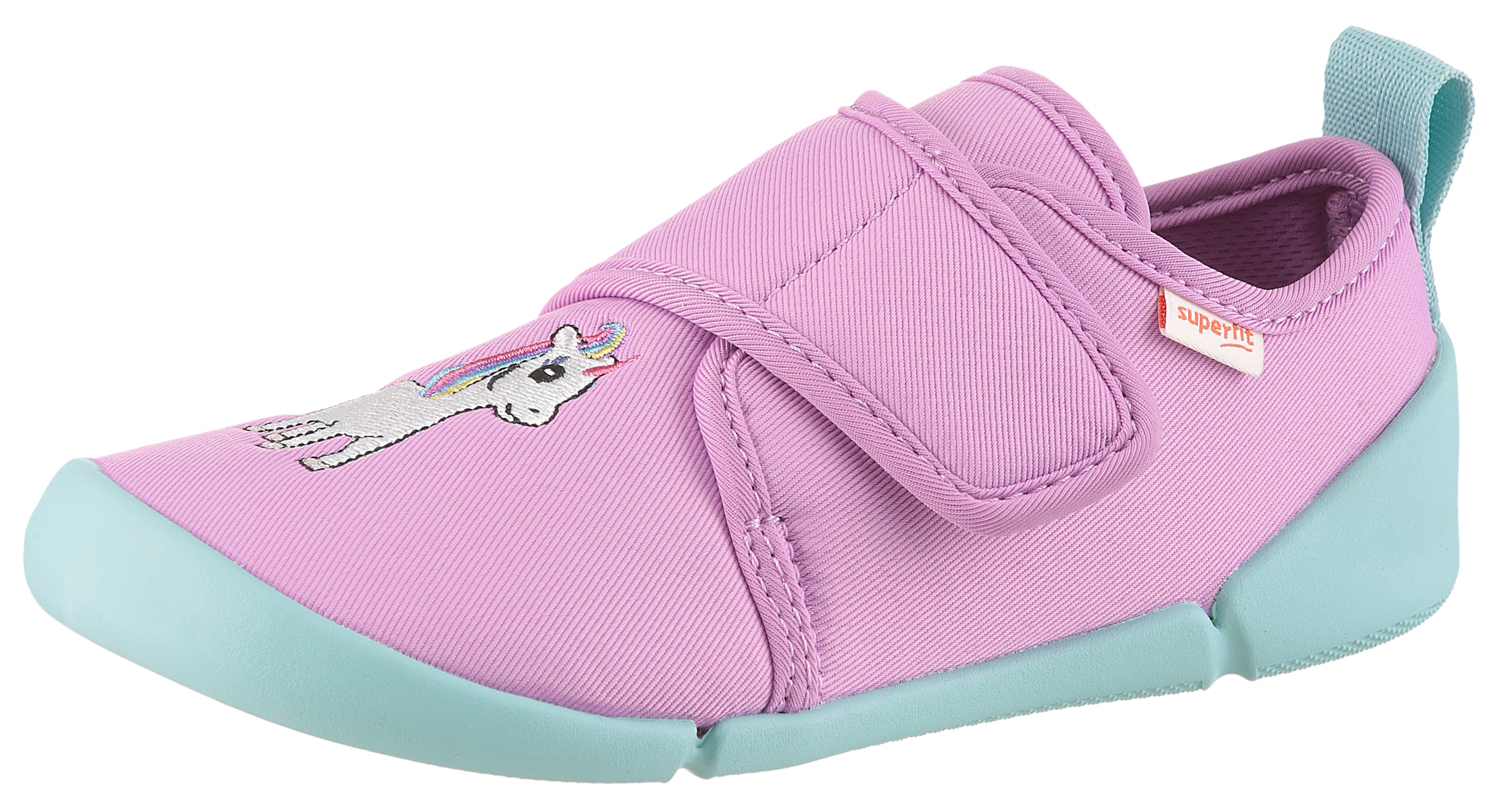 SUPERFIT Mädchen Hausschuh "VENTI WMS: Weit", Gr. 34, lila, Polyester, Schuhe, Barfußschuh mit Klettverschluss, Größenschablone zum Download