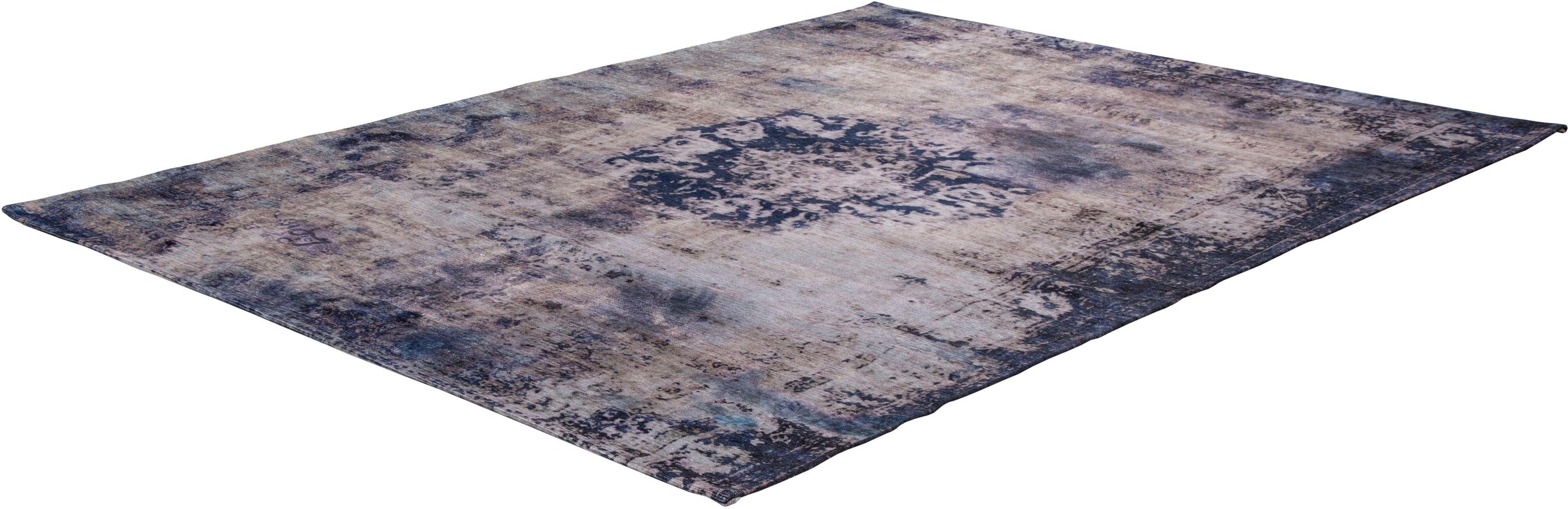 Teppich MY HOME "Nelio" Gr. 6, blau, B:200cm H:9mm L:290cm, Kunstfaser, Teppiche, Teppich, Vintage Design, Used-Look, Kurzflor, Teppich mit Bordüre 3
