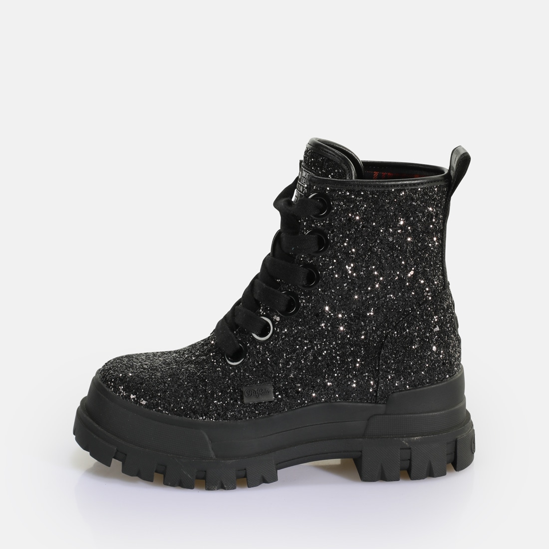 Buffalo Schnürboots "ASPHA LACEUP HI" Plateauboots, Schnürstiefelette mit stylischem Glitterbesatz