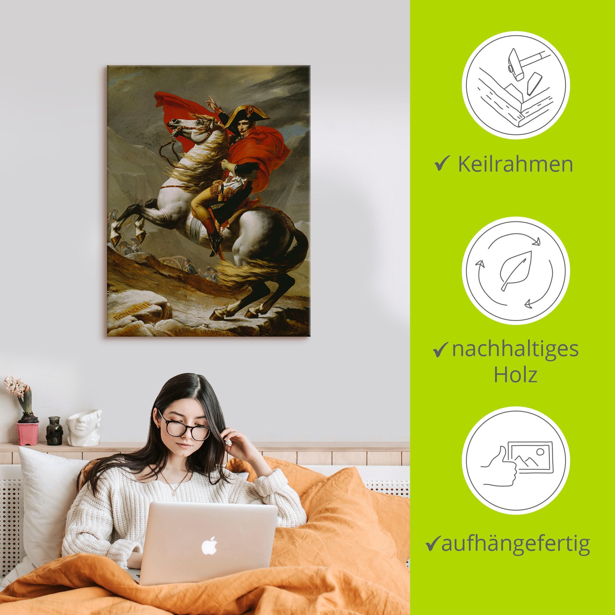 Artland Wandbild »Napoleon bei der Überquerung der Alpen.«, Menschen, (1 St.), als Leinwandbild, Poster in verschied. Größen