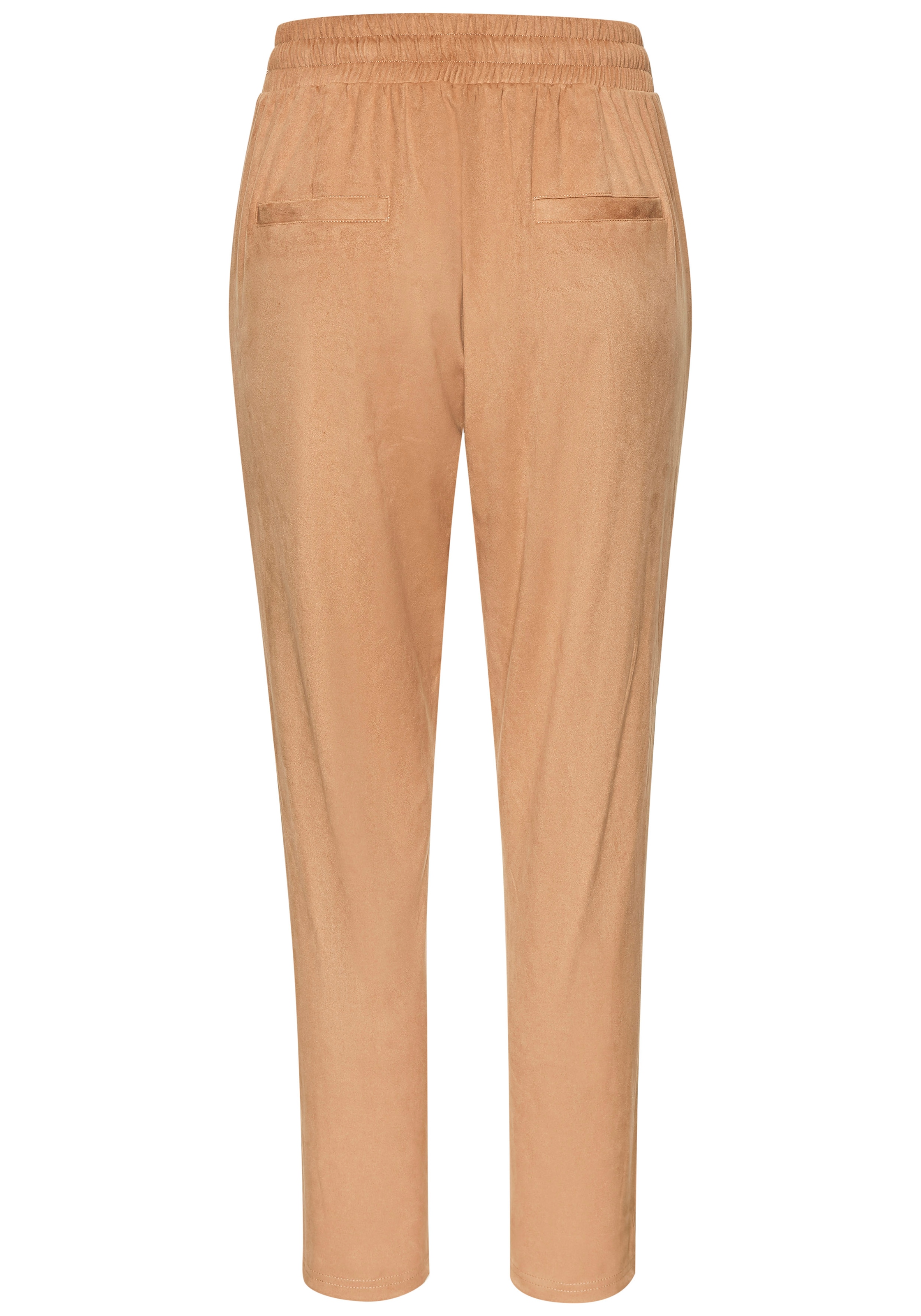 LASCANA Schlupfhose, aus Velourlederimitat mit Taschen, bequeme Stoffhose, Gummizugbund