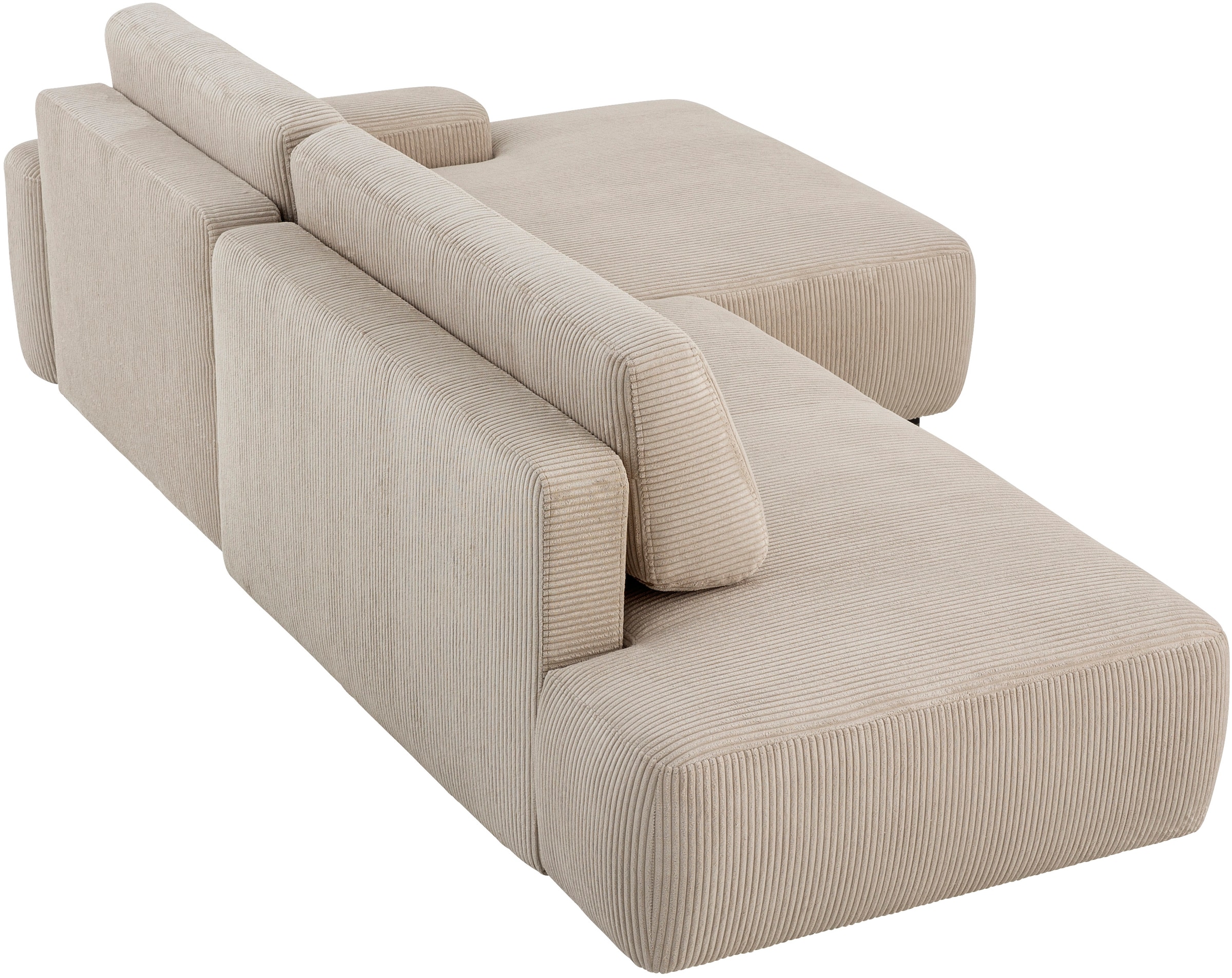 INOSIGN Ecksofa »TORGE, Schlafsofa Cord, Samtvelours u. Strukur fein, Couch in L-Form«, Schlaffunktion und Bettkasten, Liegefläche: 210x125 cm, neues Design