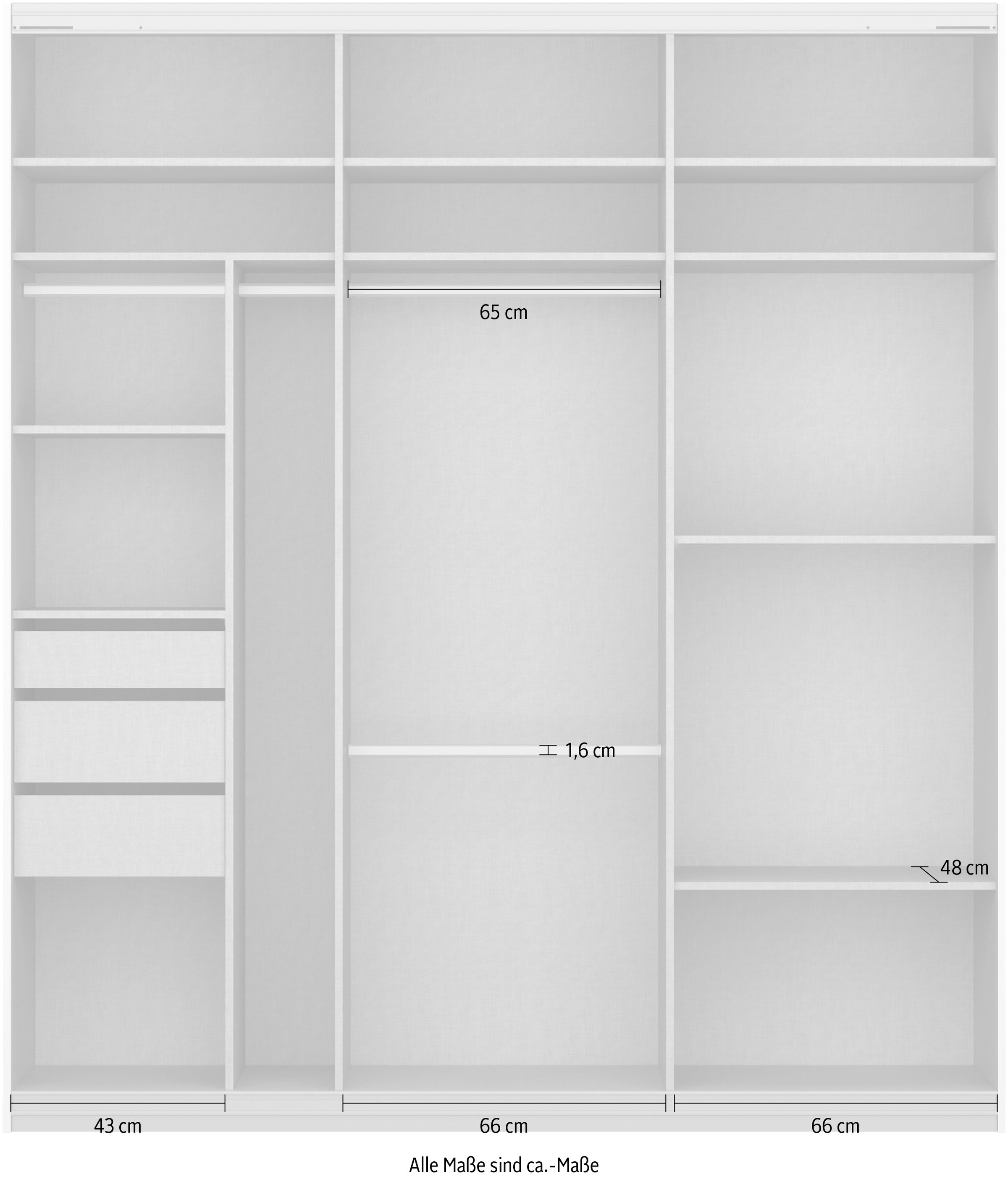rauch Schwebetürenschrank »Oteli«, mit Spiegelfront, inkl. Wäscheeinteilung mit 3 Innenschubladen