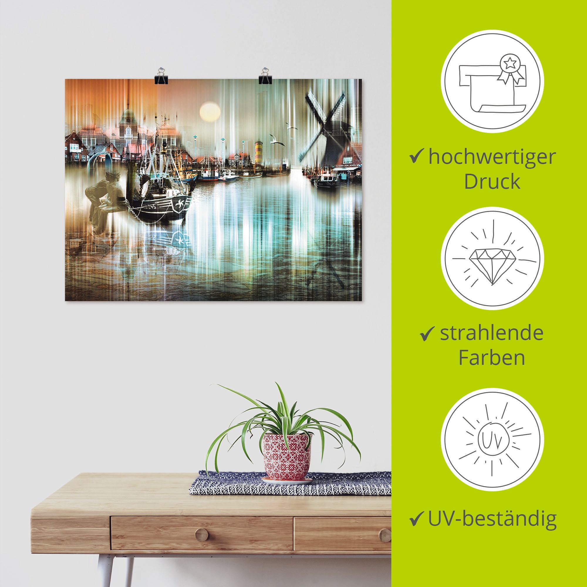 Artland Wandbild »Neuharlingersiel Nordsee Collage 04« Architektonische Elemente 1 Stk. tlg. als Leinwandbild, Poster in verschied. Größen