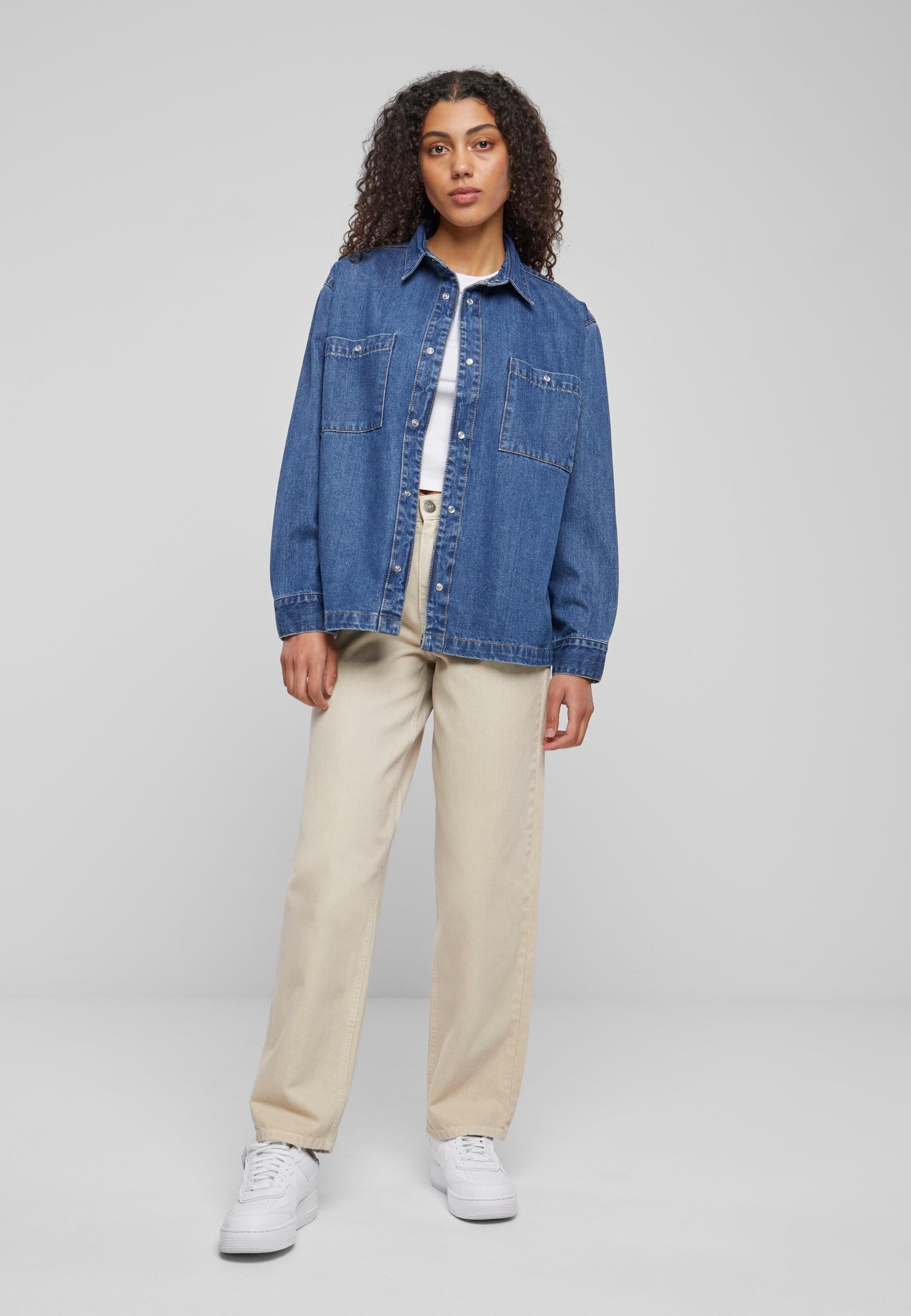 URBAN CLASSICS Langarmhemd »Urban Classics Damen Ladies Oversized Denim Shirt«