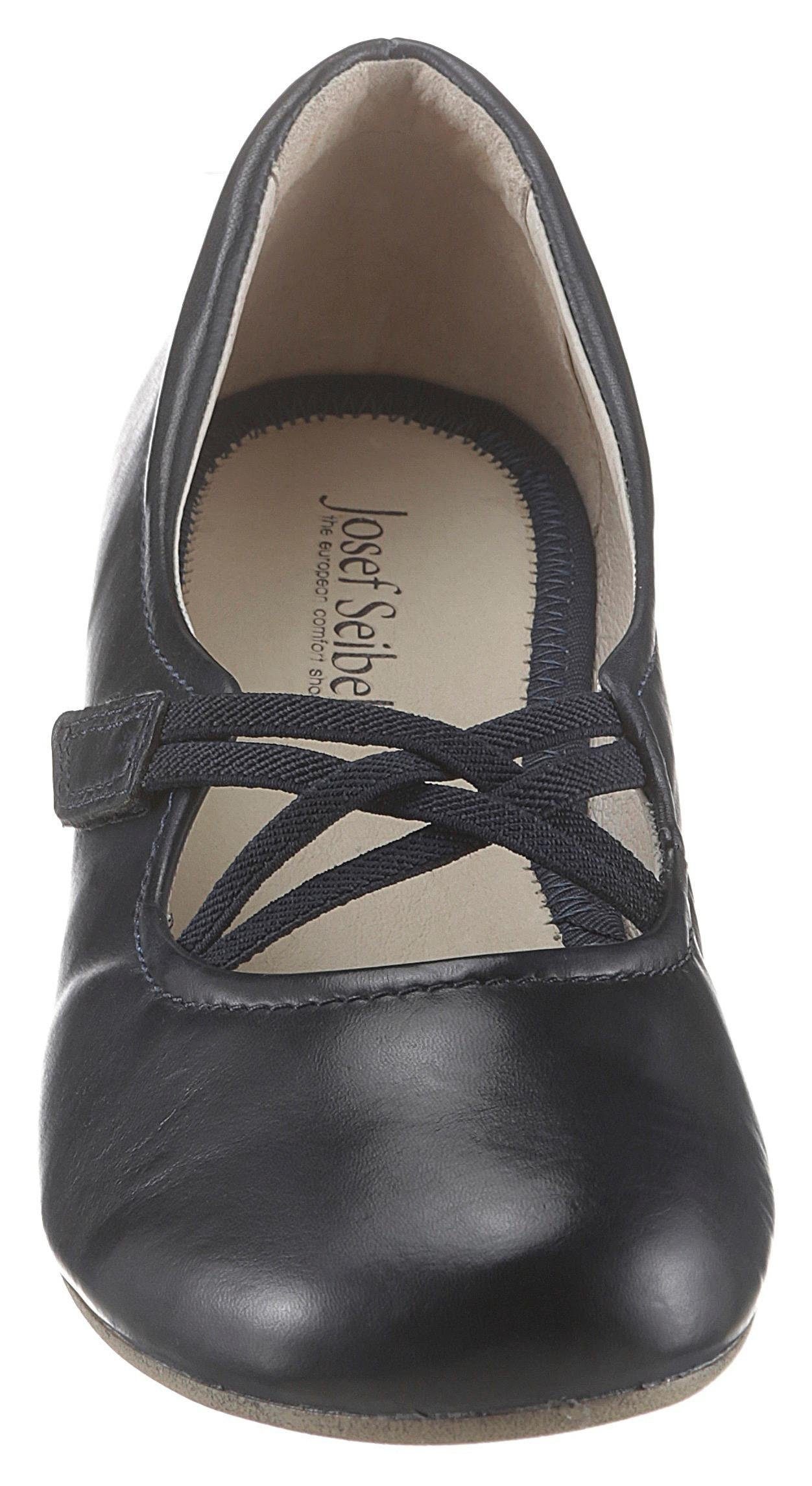 Riemchenballerina JOSEF SEIBEL "Fiona 39", Damen, Gr. 40, blau (nachtblau), Leder, Schuhe Riemchenballerina, Festtagsschuh, Slipper, Komfortschuh mit überkreuztem Gummizug 3