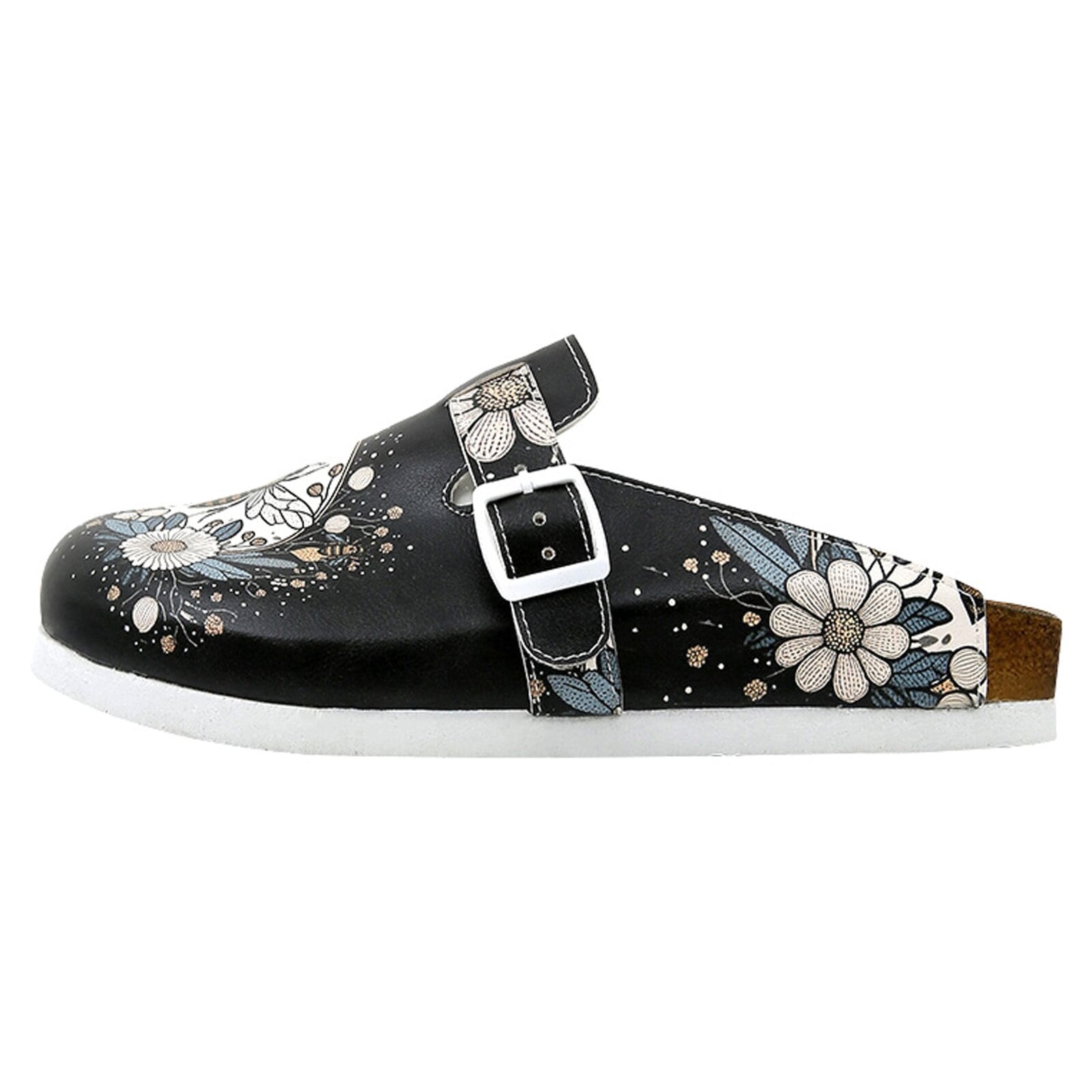 DOGO 1100000002199 "Comfie Pantoletten Hausschuhe Bee With Flowers Damen Sandalen" Handgefertigt