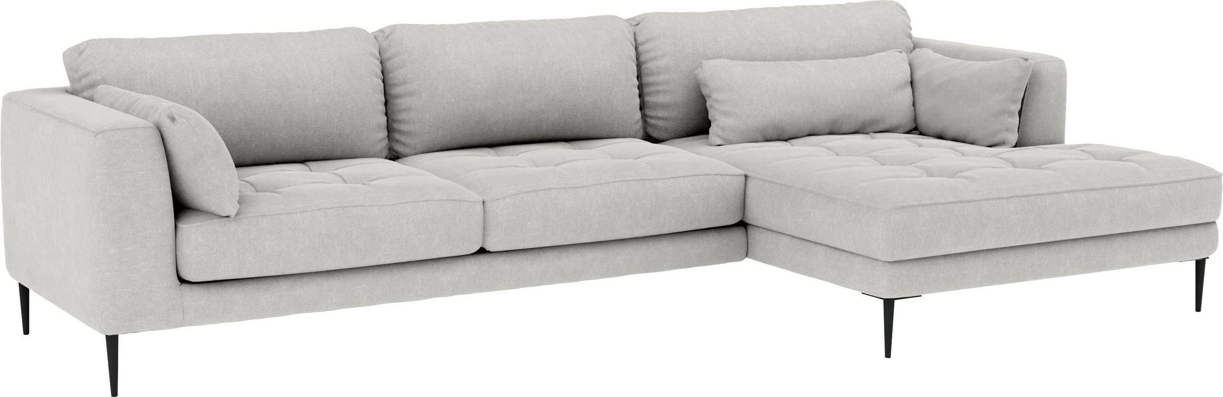 Ecksofa TRENDMANUFAKTUR "Luzi, wahlweise mit Schlaffunktion & Bettkasten., L-Form", grau, B:280cm H:80cm T:168cm, 92% Polyester, 8% Nylon, Sofas, Ecksofa, Designsofa mit tollem Sitzkomfort, Metallfüße schwarz, Breite 280 cm 5