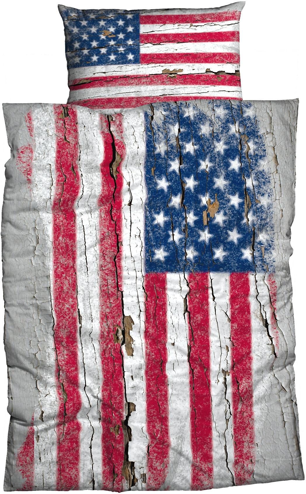 CASATEX Bettwäsche "Stars & Stripes" 2 Stk. tlg. mit Flagge günstig online kaufen