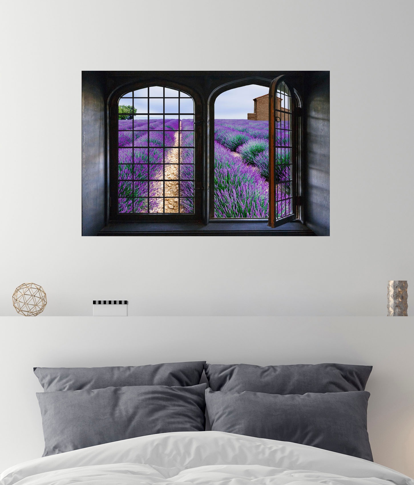 queence Wandsticker "Lavendel", Wandsticker, Wandbild, selbstklebend, 3D, Fenster