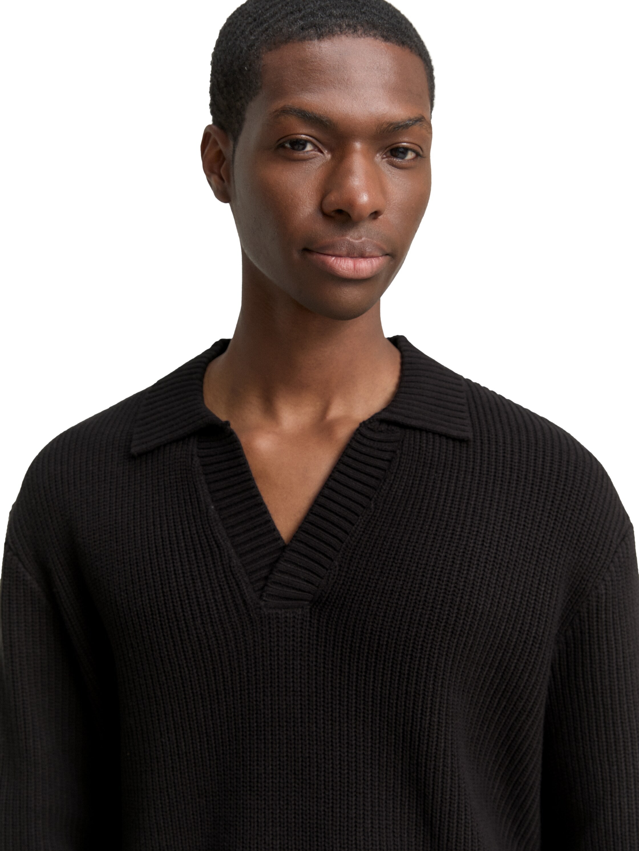 TOM TAILOR Denim Polokragenpullover mit Rippbündchen