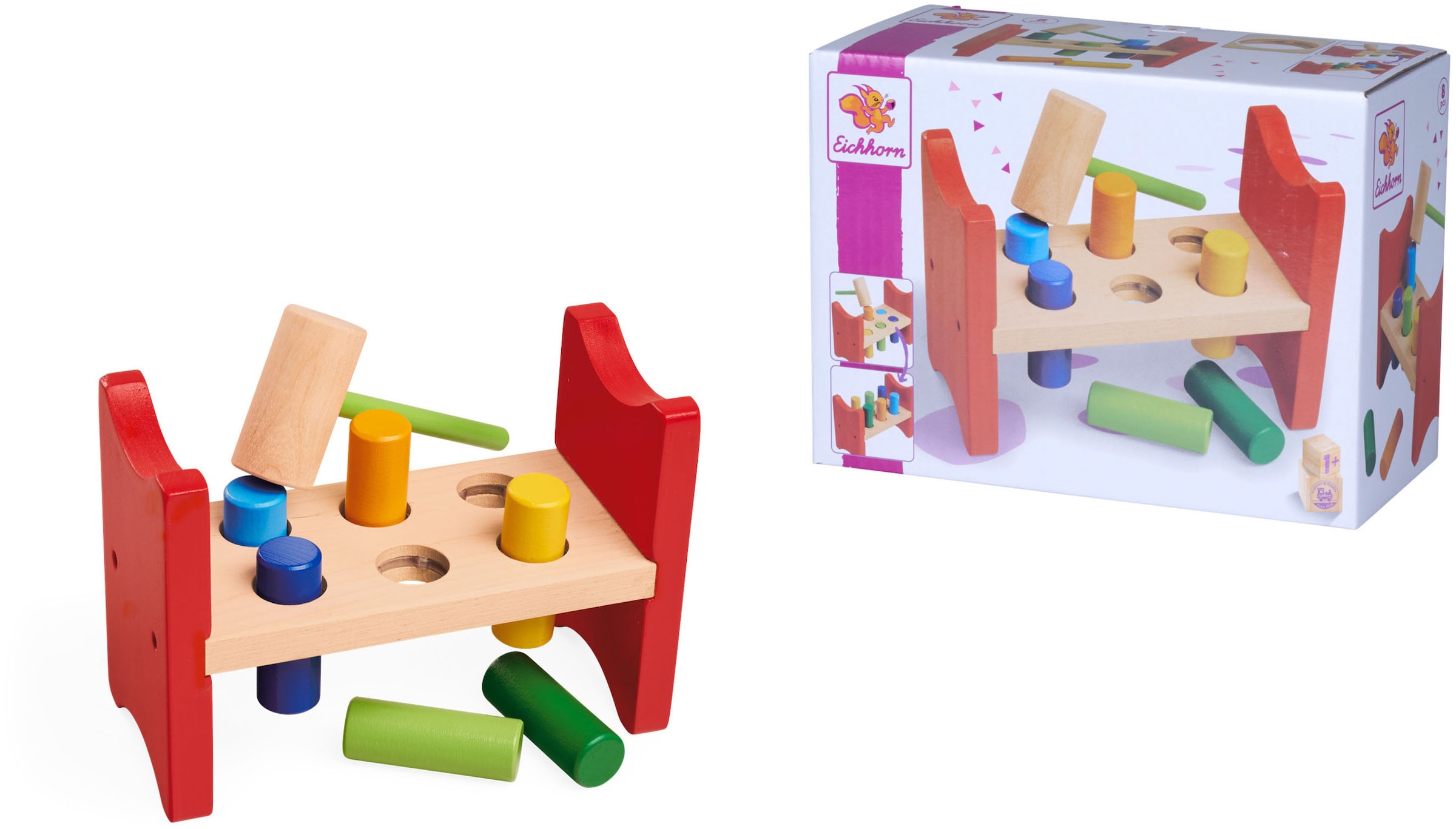 Klopfbank EICHHORN, bunt, Motorikspielzeug, Baby, Holz