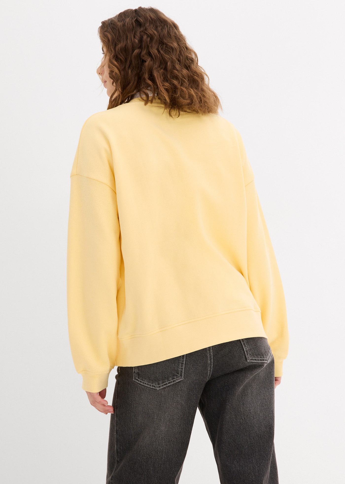 bonprix Sweatshirt , Oversize-Passform, aus reiner Baumwolle, elastische Bündchen
