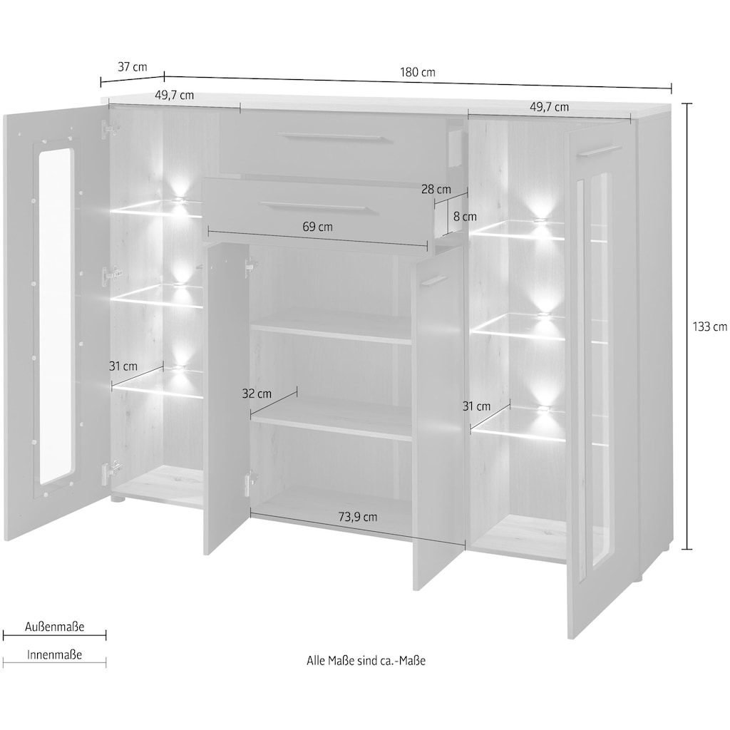 Innostyle Highboard »Loft Two«