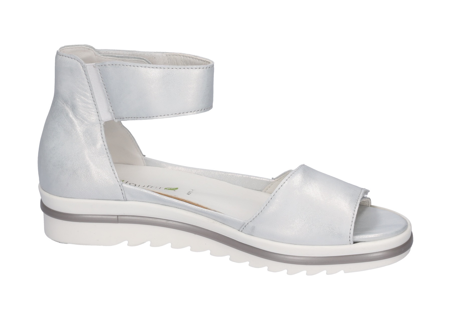 Sandale WALDLÄUFER "HAKURA", Damen, Gr. 7,5 (41), silber (silberfarben), Nappaleder, metallic, Schuhe Sandale, Sommerschuh, Sandalette, Keilabsatz, in Komfortweite H (= sehr weit) 3