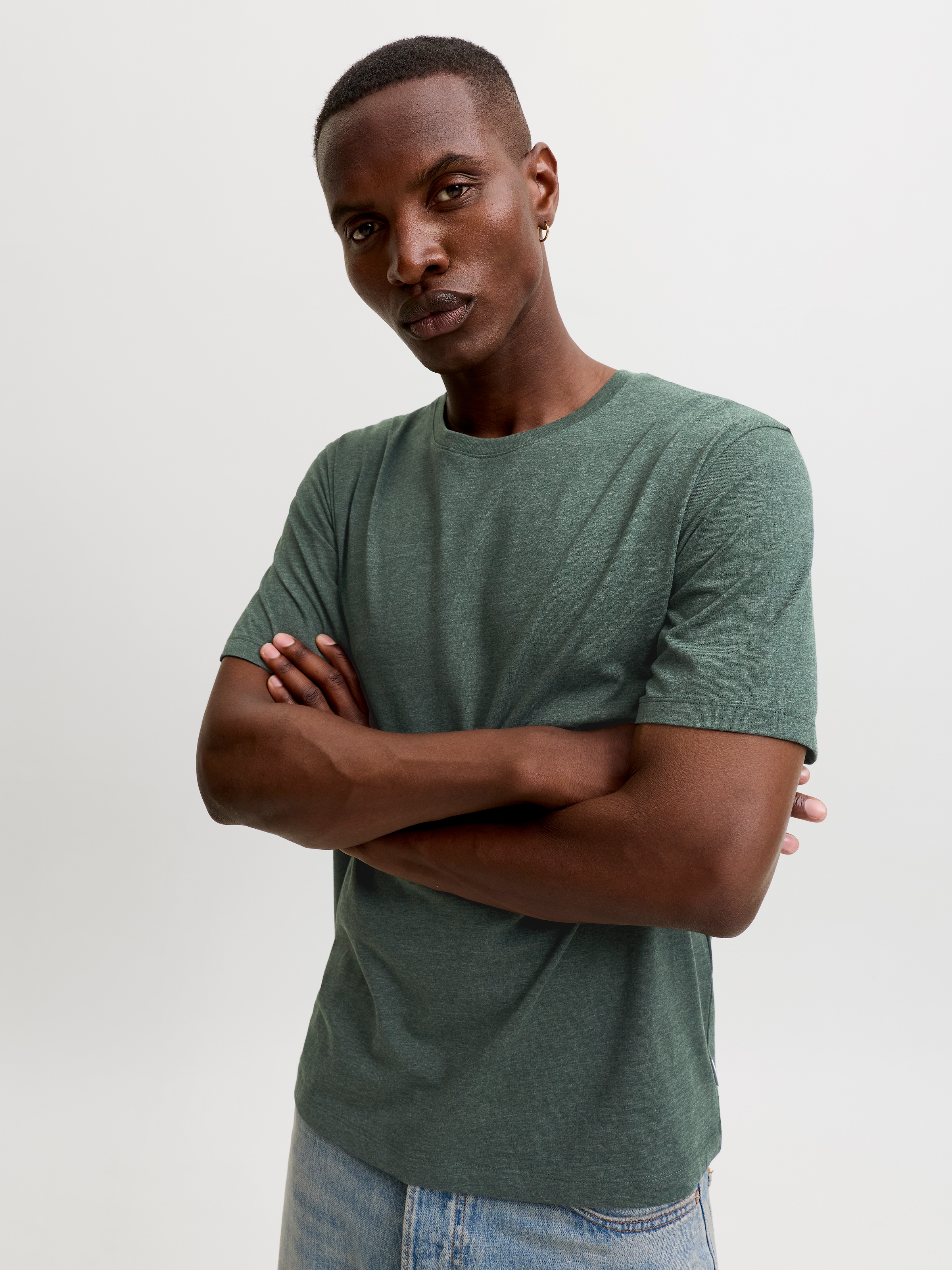 Jack & Jones "JJEORGANIC MELANGE TEE SS O-NECK NOOS" Baumwollmischung, regular fit