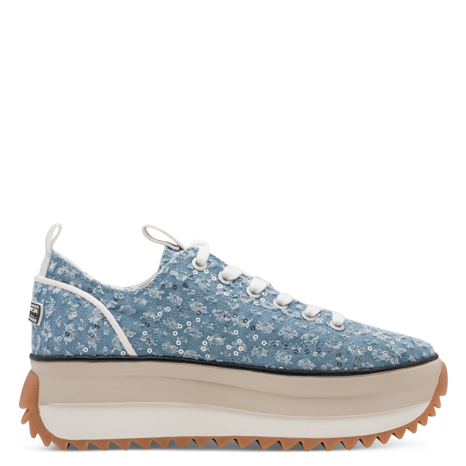Plateausneaker TAMARIS "Milena", Damen, Gr. 41, denim, pailletten, Synthetik, Textil, Schuhe Plateausneaker, Freizeitschuh, Halbschuh, Schnürschuh in veganer Verarbeitung 2