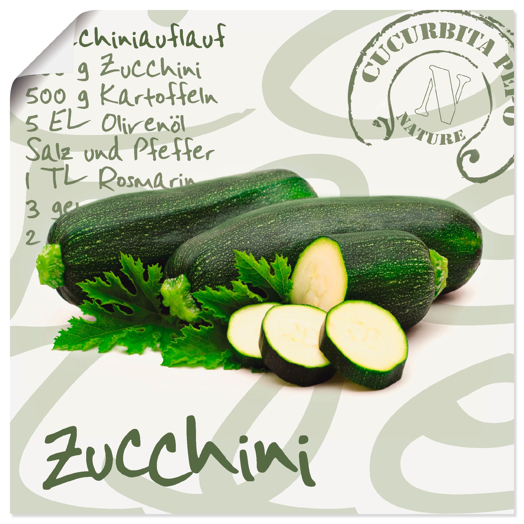 Wandbild »Angeschnittene Zucchini«, Lebensmittel, (1 St.), als Alubild, Leinwandbild,...