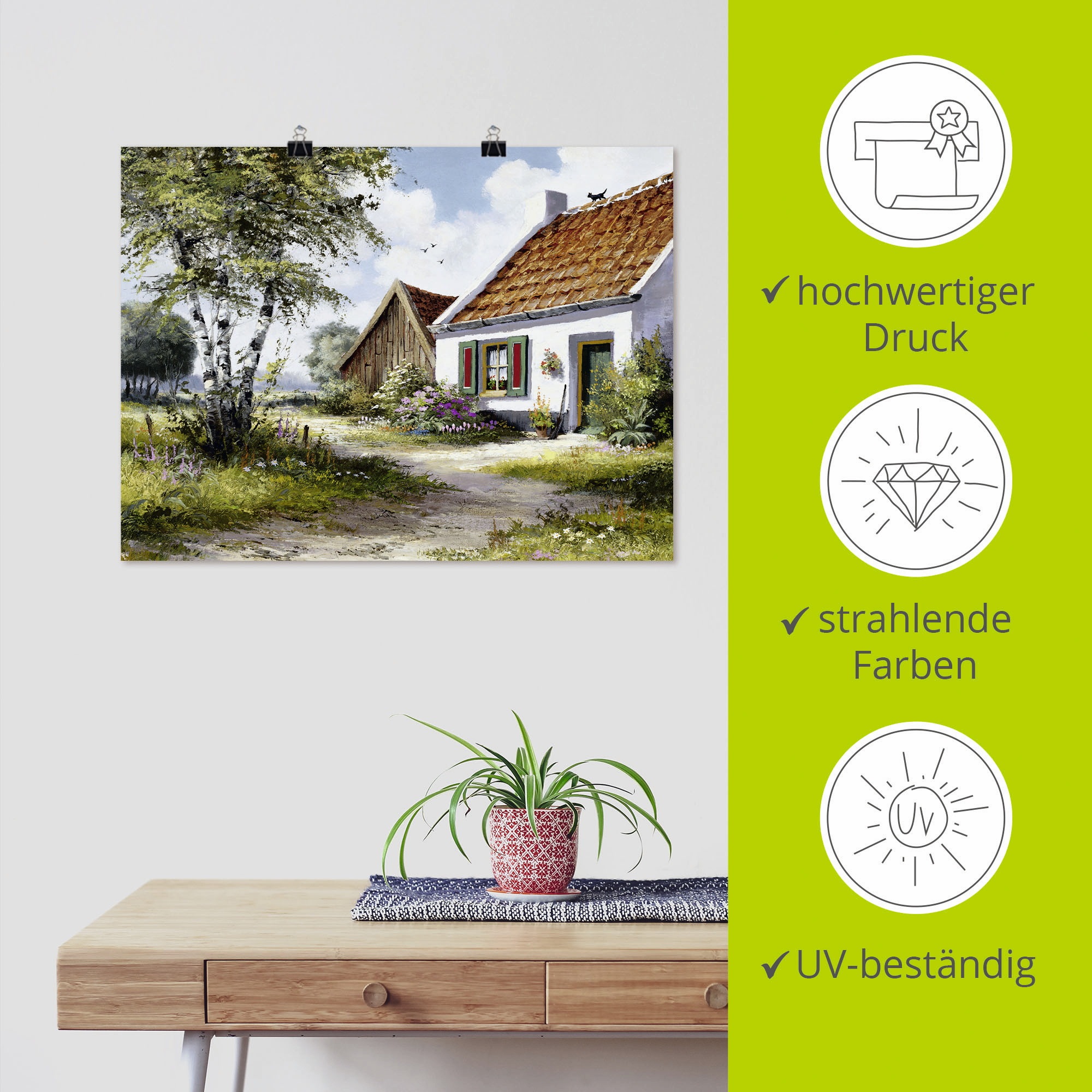 Artland Wandbild »Katze auf dem Dach«, Garten, (1 St.), als Leinwandbild, Poster, Wandaufkleber in verschied. Größen