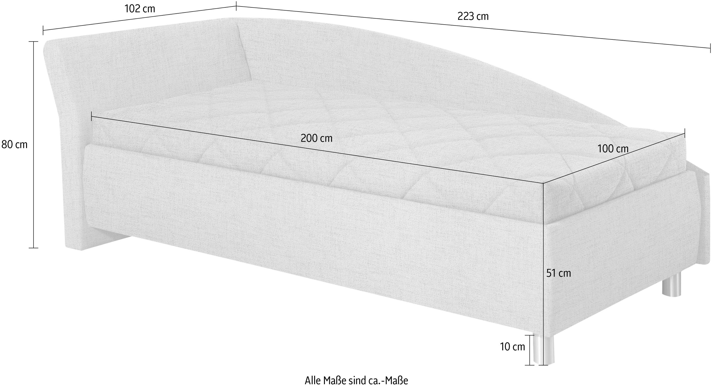 ADA trendline Schlafsofa »Lindsay«, Bettkasten, Zierkissen-Set aus: 2 Stk. 40x40cm, 1 Stk. 30x30cm