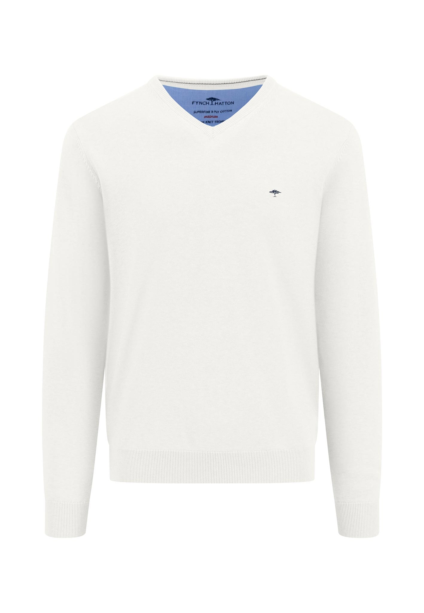 FYNCH-HATTON Strickpullover, mit Logostickerei und V-Ausschnitt günstig online kaufen