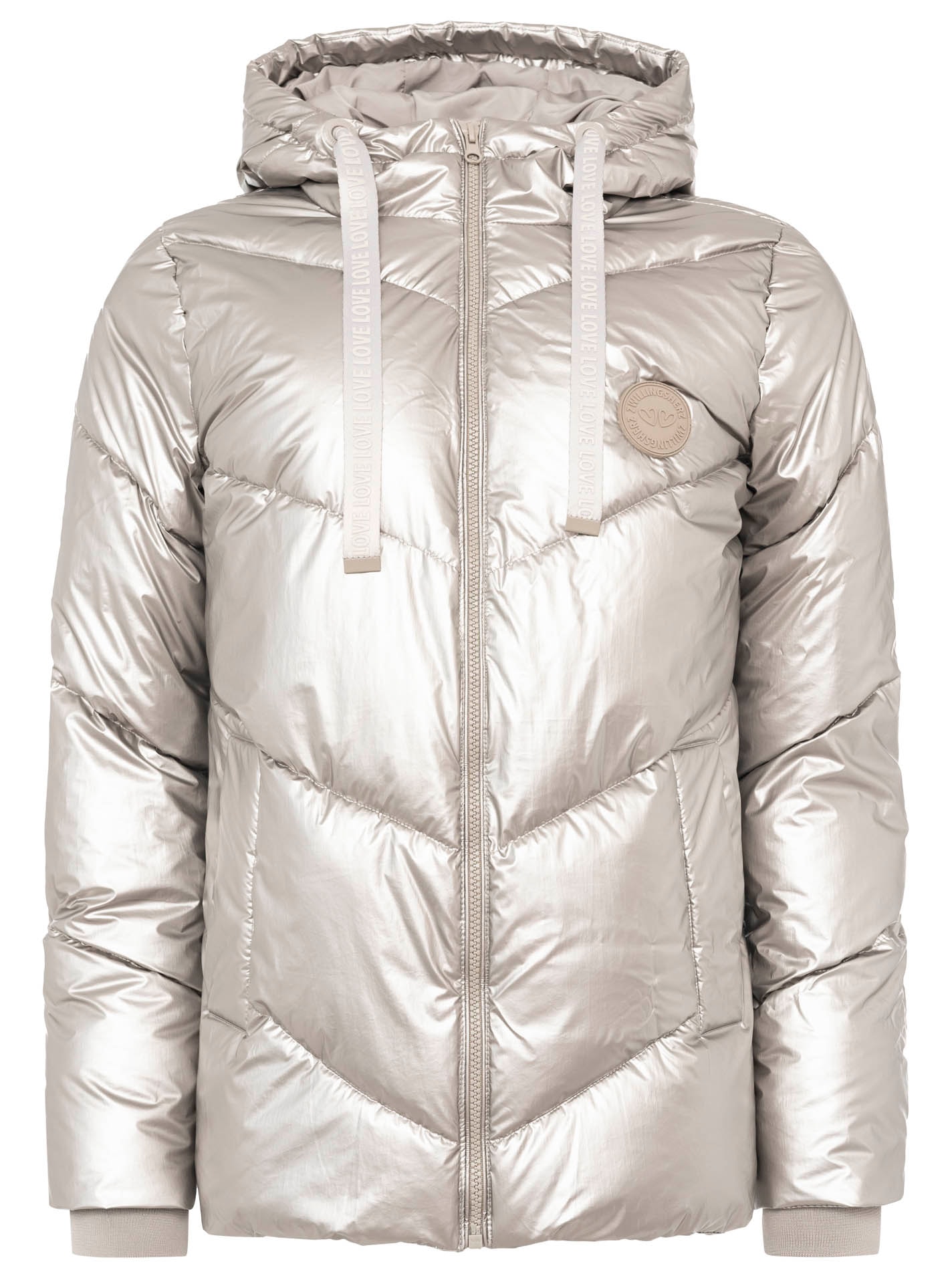 Zwillingsherz Steppjacke »"Zwillingsherz"«, mit Kapuze, glänzend, Kapuze, Herzchen-Prägung am Rücken