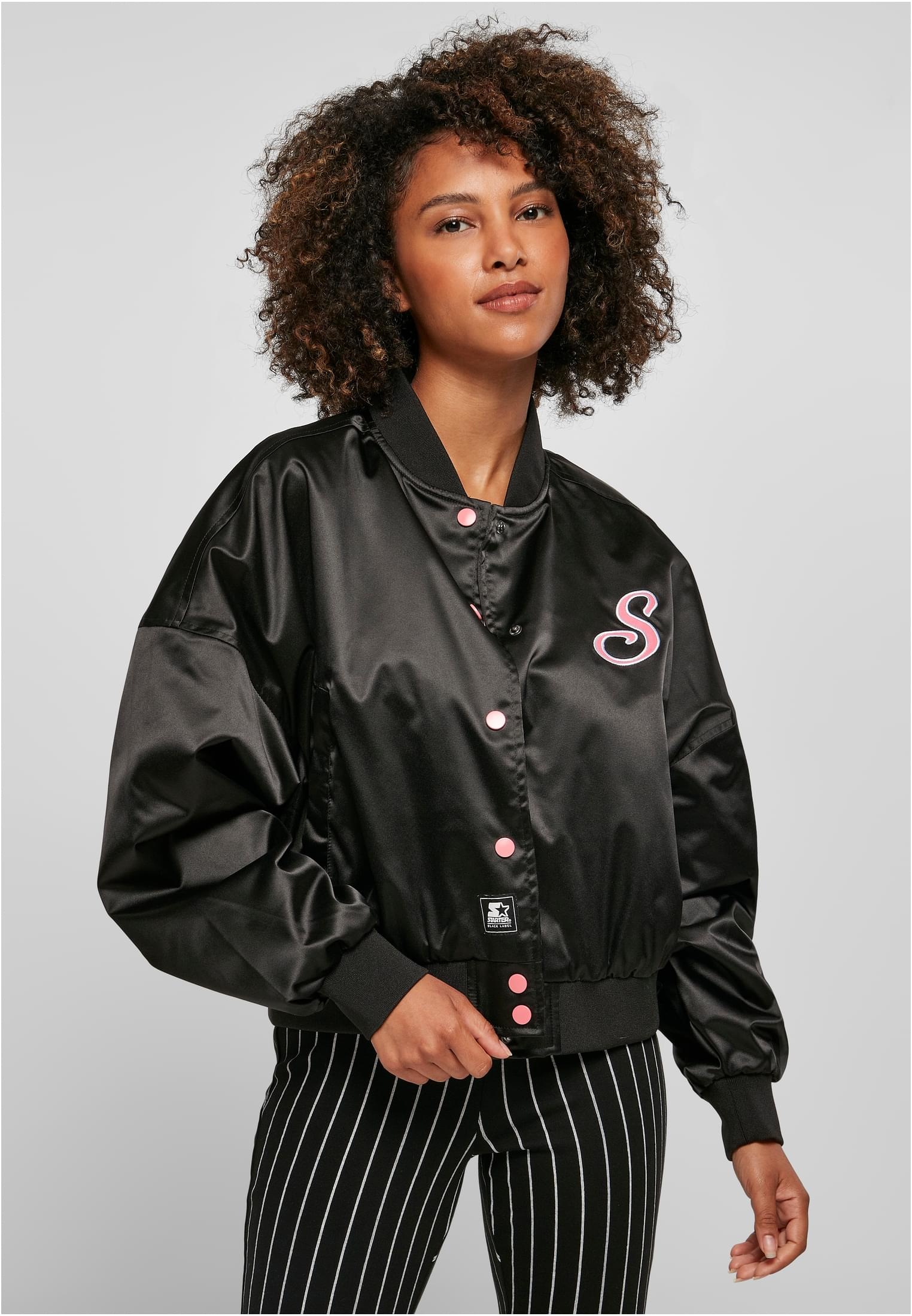 kaufen für Starter College »Damen Collegejacke BAUR Label | Starter Ladies Black Satin mit St.), (1 Kapuze Jacket«,