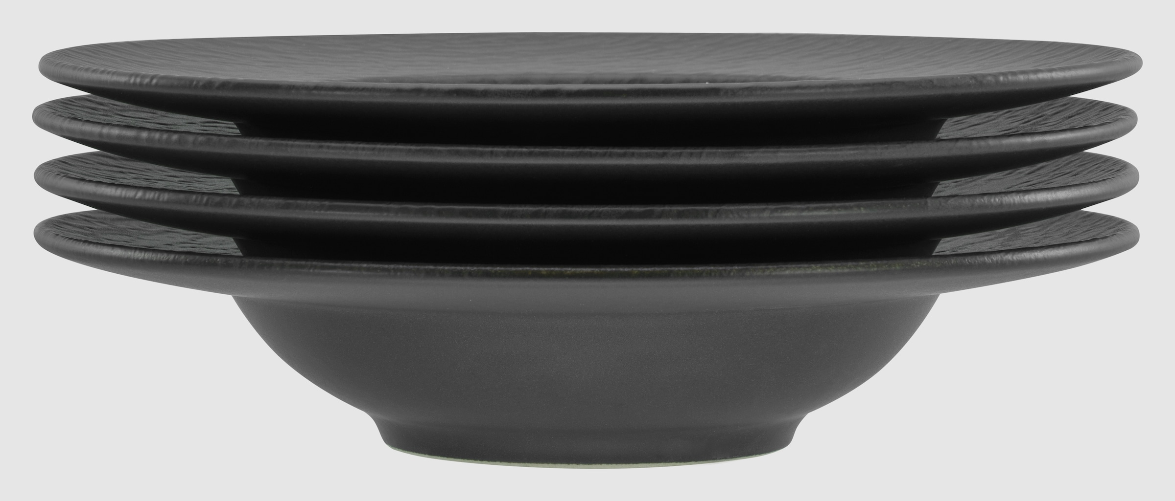 CreaTable Pastateller »Schiefer Black, Pasta Gourmetteller Set 4-tlg«, (Set, 4 St.), Seidenmatte Spezialglasur, Ausdruckstarkes Relief