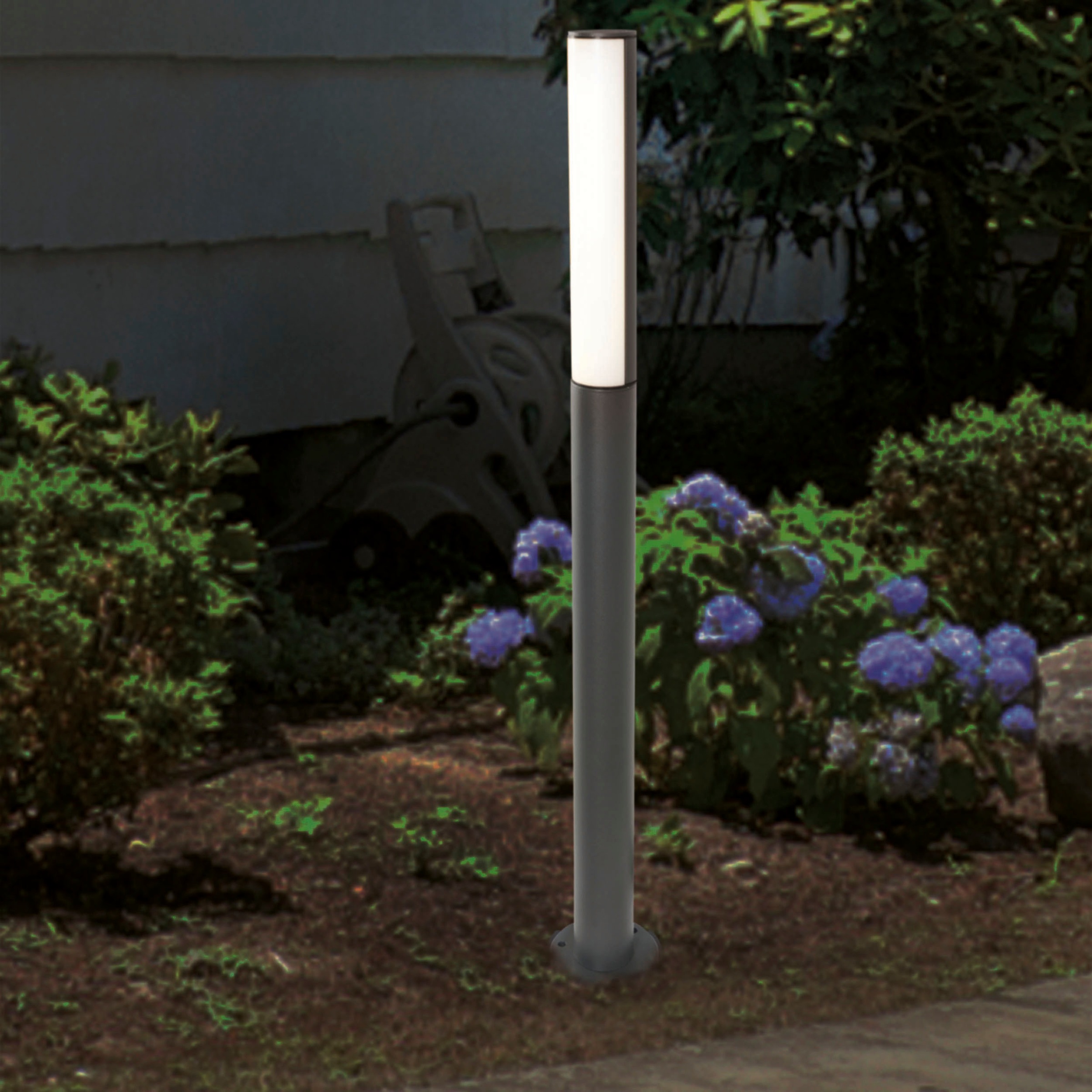 LED Außen-Stehlampe NÄVE "Flair", grau (dunkelgrau), H:90cm Ø:6,5cm, Leuchten, Aluminium dunkelgrau Höhe 90cm IP54 warmweißes Licht 3