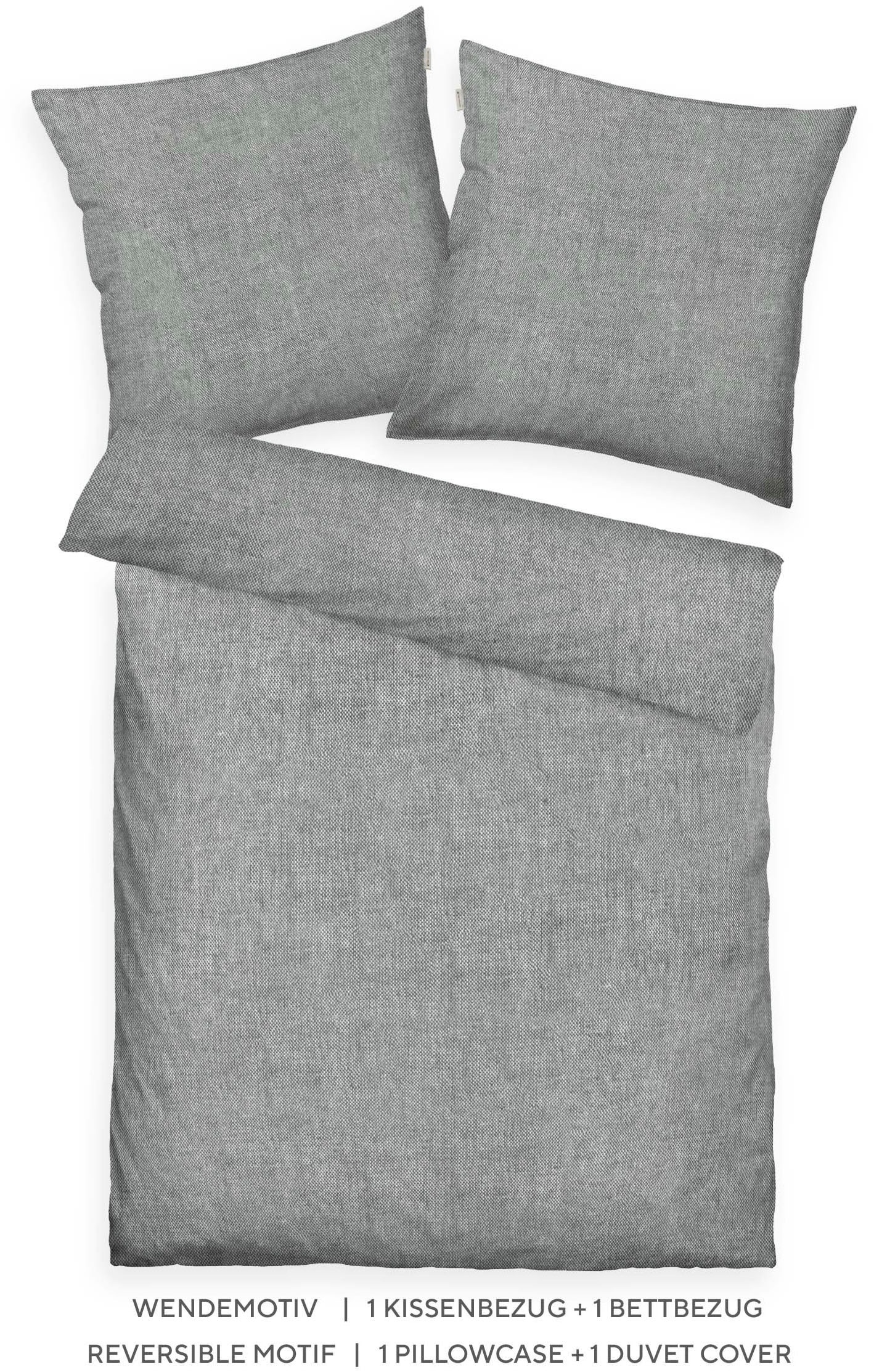TOM TAILOR HOME Bettwäsche »WOVEN MELANGE in Gr. 135x200cm oder 155x220cm«, new bedroom, Doppelnaht am Kissen, gewebtes Label