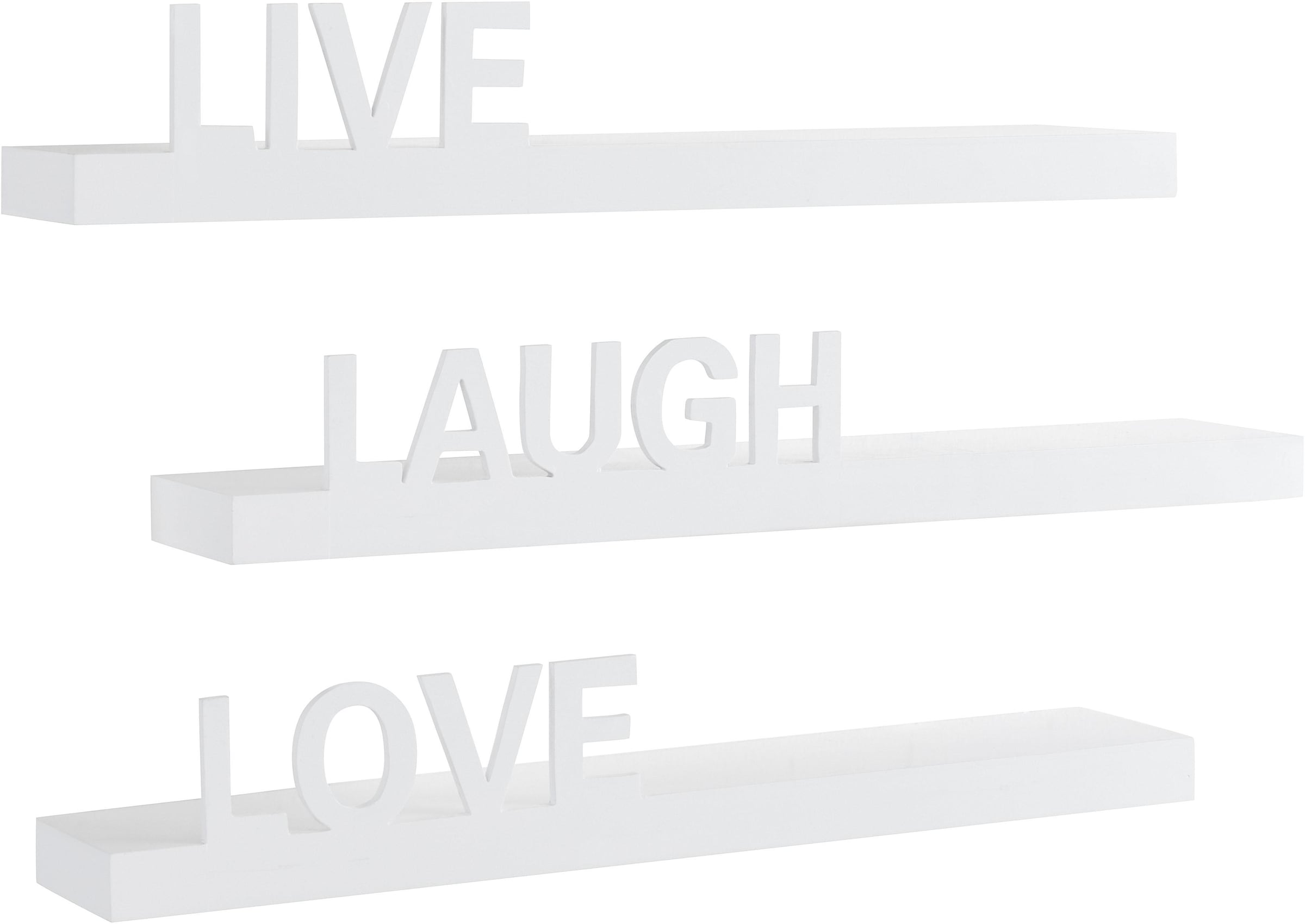 my home Deko-Wandregal »Live - Love - Laugh«, (Set, 3 St., 3-tlg. Set),  Dekoregal, Wanddeko, mit Schriftzug kaufen | BAUR