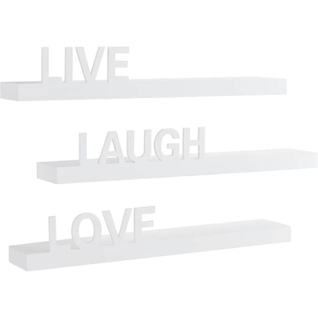 my home Deko-Wandregal »Live - Love - Laugh«, (Set, 3 St., 3-tlg. Set),  Dekoregal, Wanddeko, mit Schriftzug kaufen | BAUR
